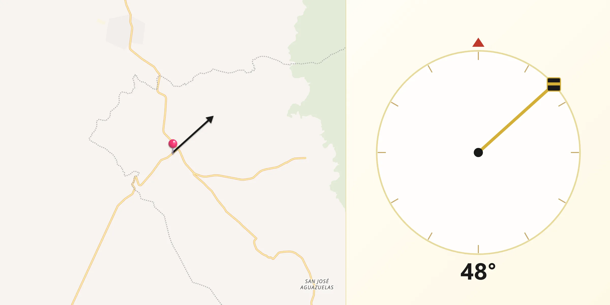 Dirección de la Qibla desde Tlalconteno