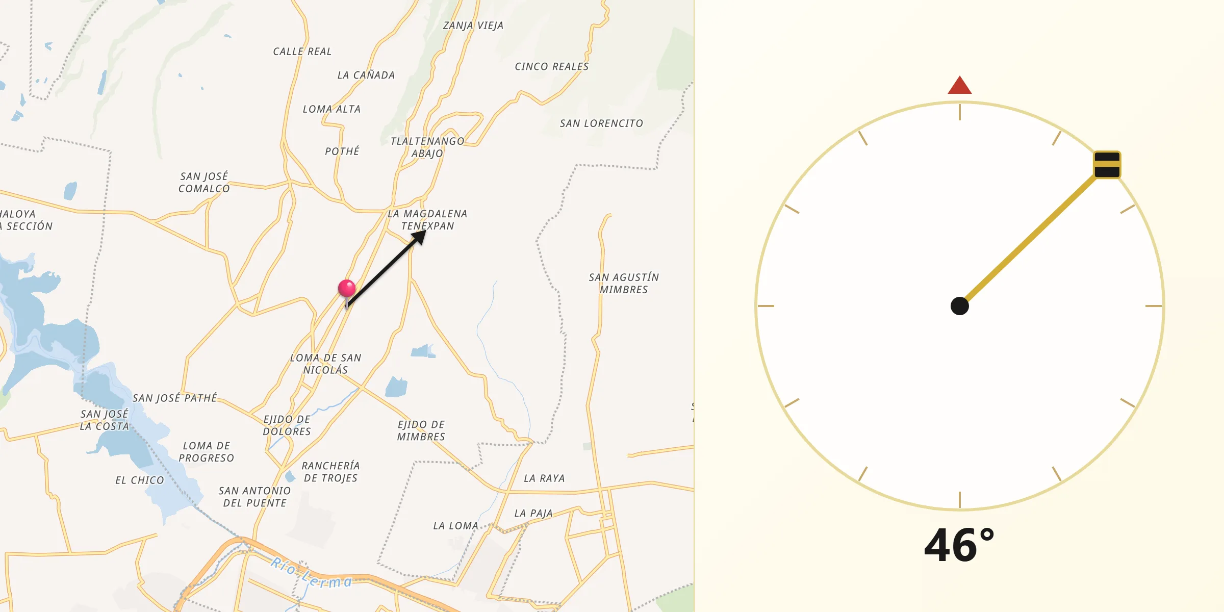 Dirección de la Qibla desde Molino Abajo