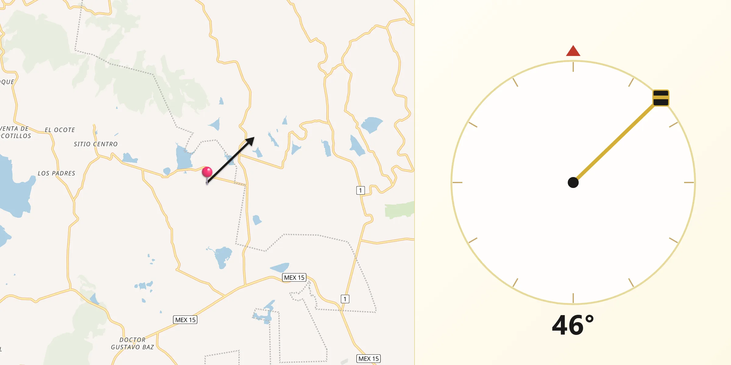 Dirección de la Qibla desde Sitio Ejido