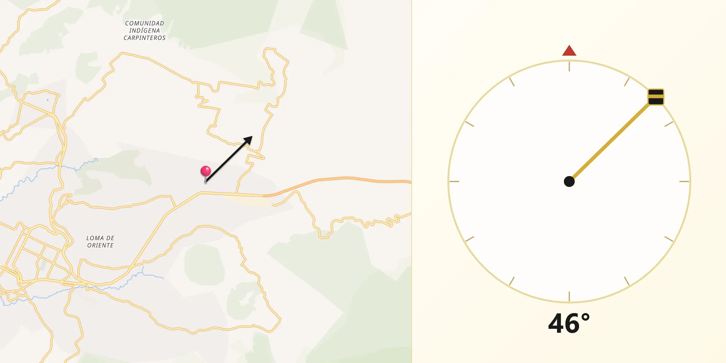 Dirección de la Qibla desde La Fundición (Quinta Manzana)