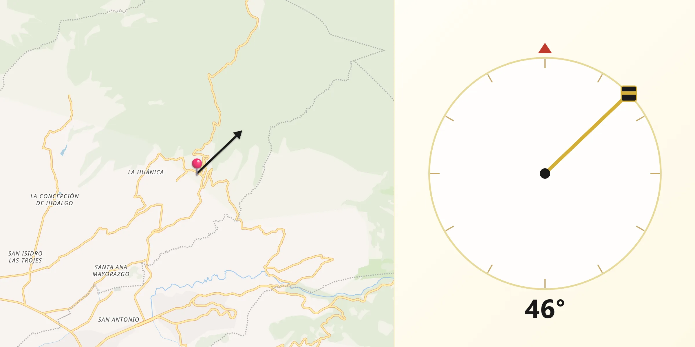 Dirección de la Qibla desde Santa Ana Jilotzingo