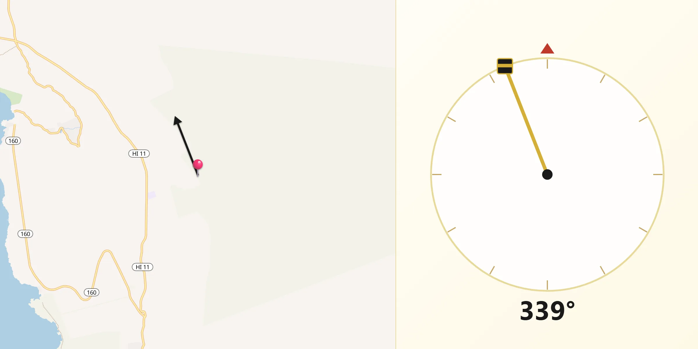 Qibla Direction from Honaunau-Napoopoo