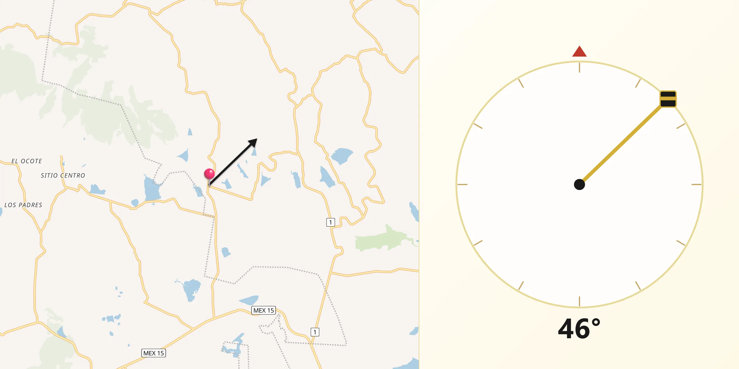 Dirección de la Qibla desde Mextepec