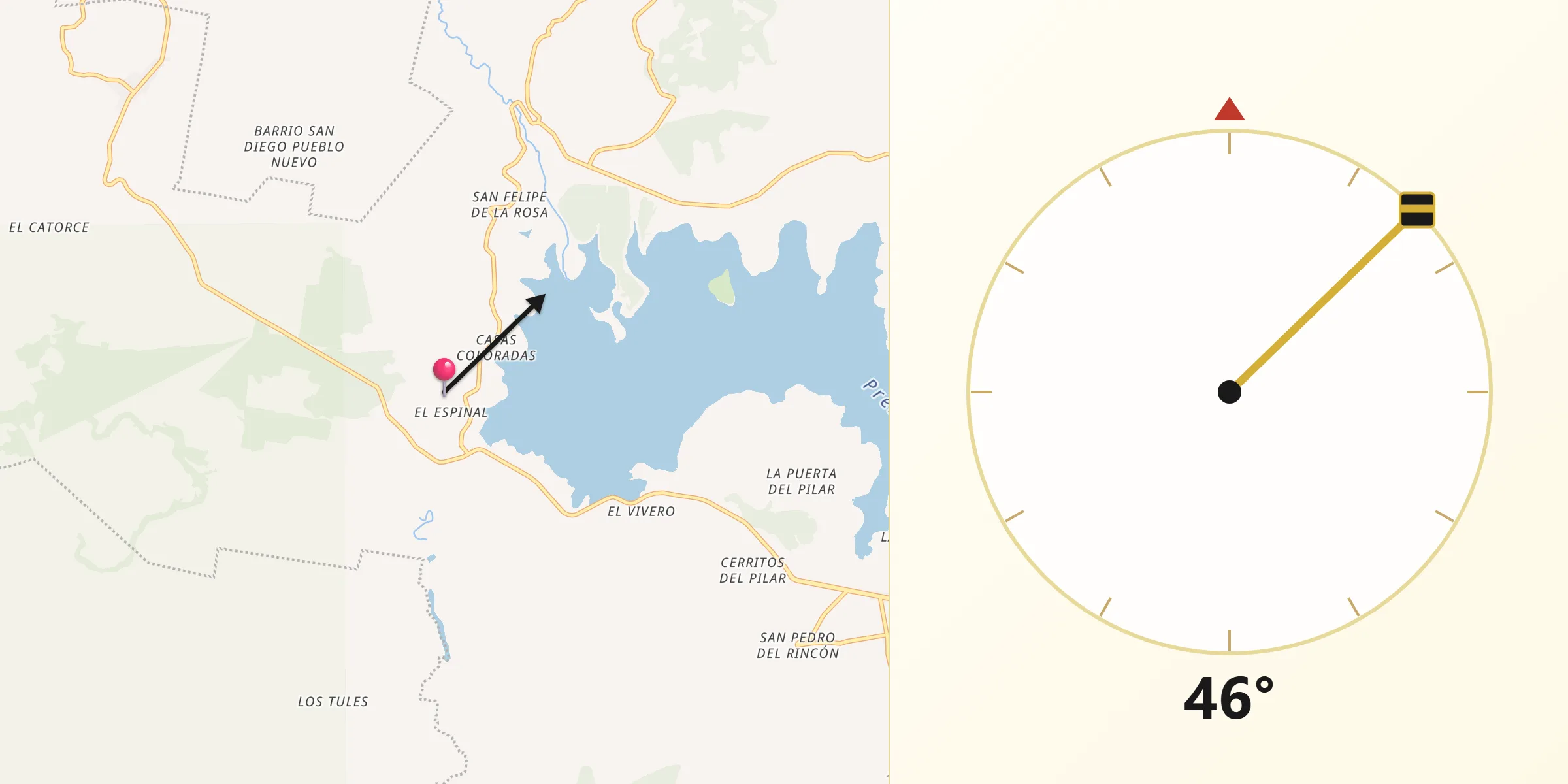 Dirección de la Qibla desde El Espinal