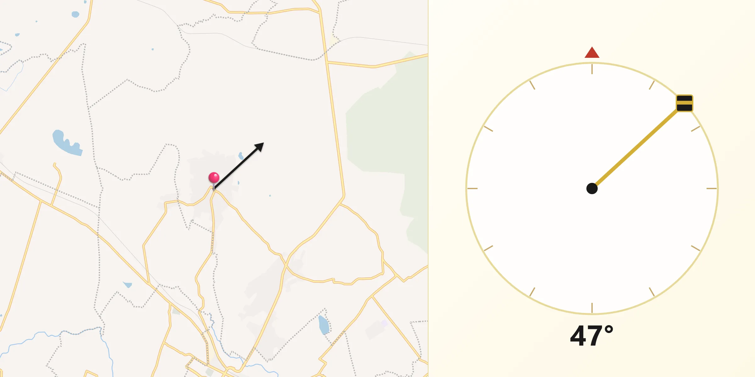 Dirección de la Qibla desde Atexcatzingo