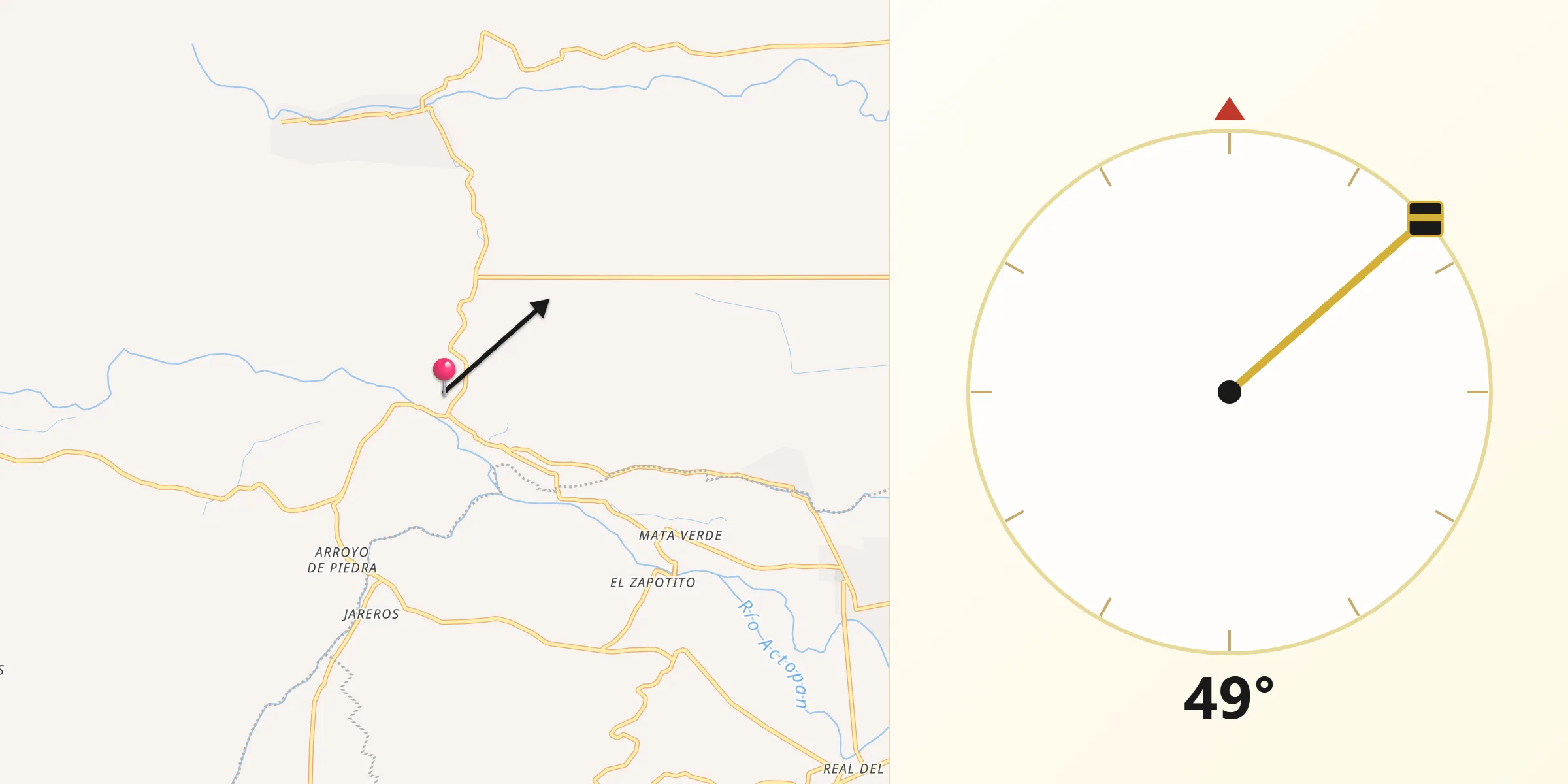 Dirección de la Qibla desde Santa Rosa