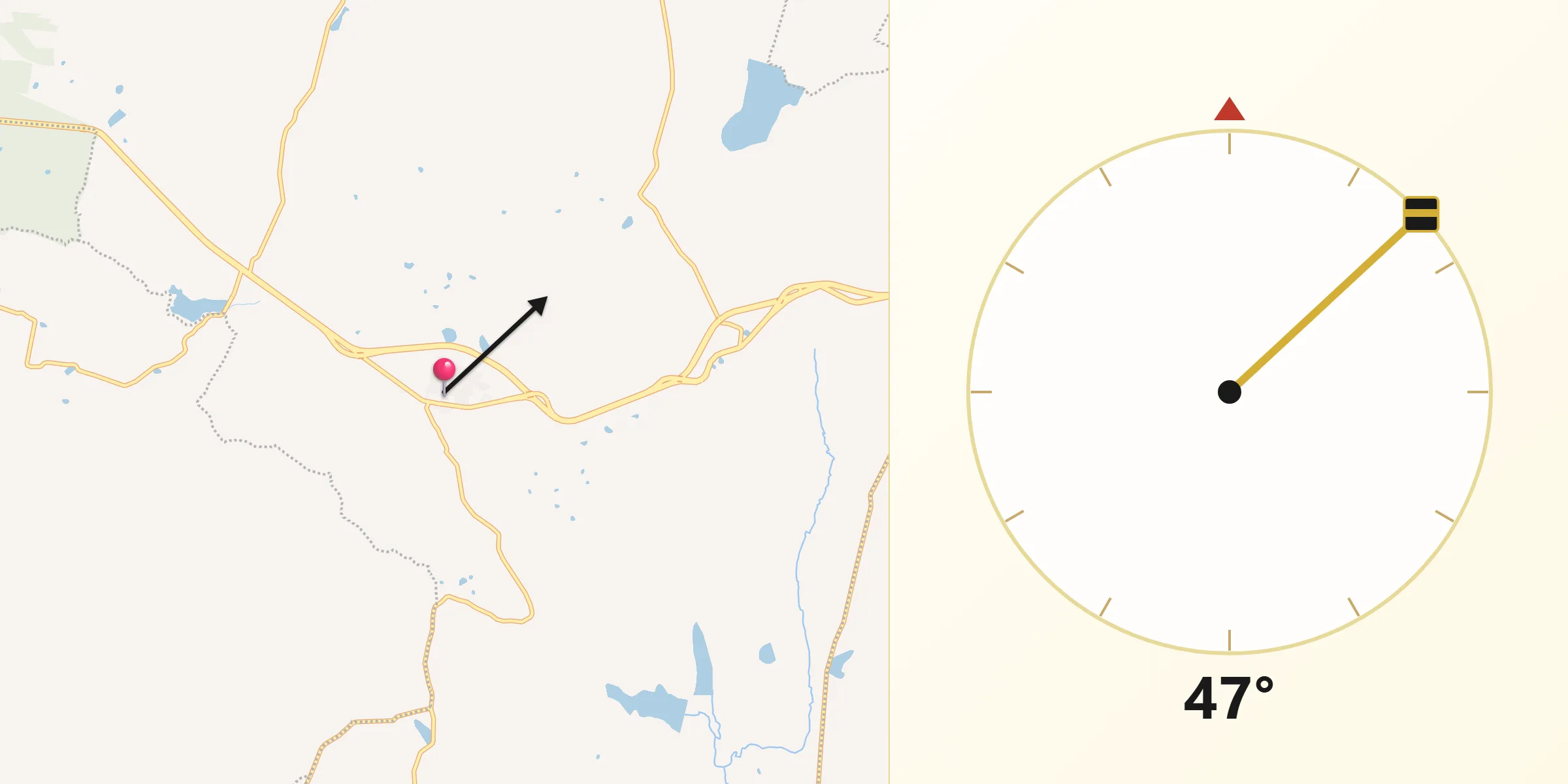 Dirección de la Qibla desde Hueyotlipan
