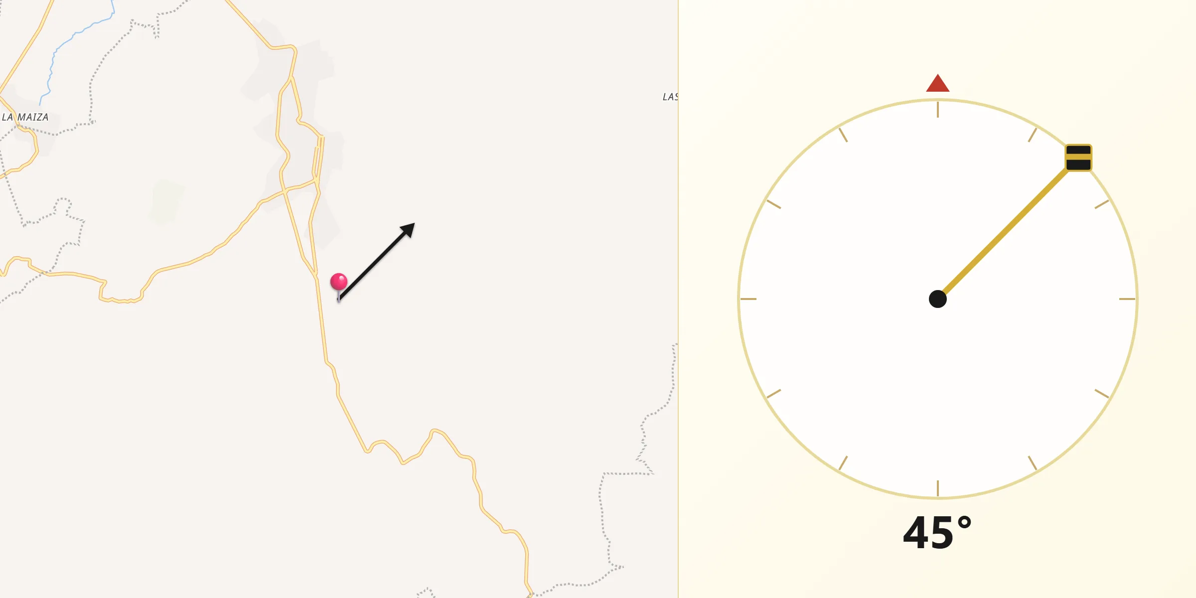 Dirección de la Qibla desde Acuitzio