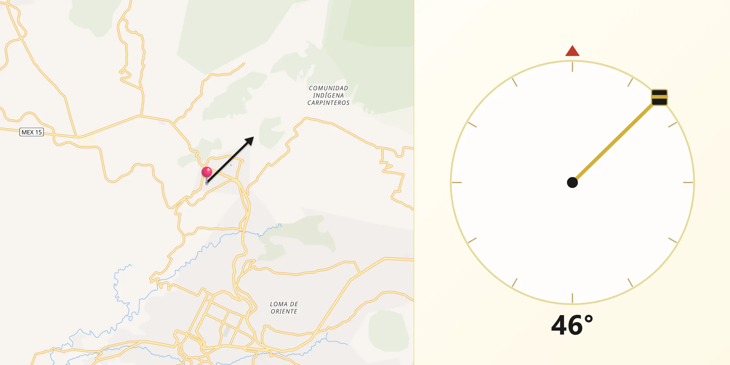 Dirección de la Qibla desde Valle Verde