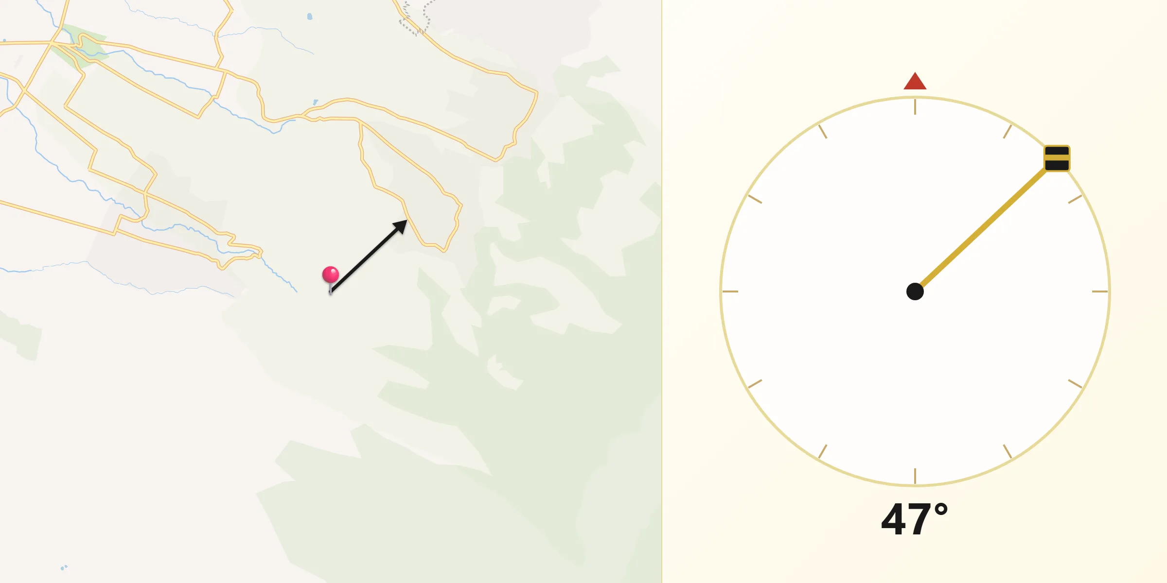 Dirección de la Qibla desde San Pablo Ixayoc