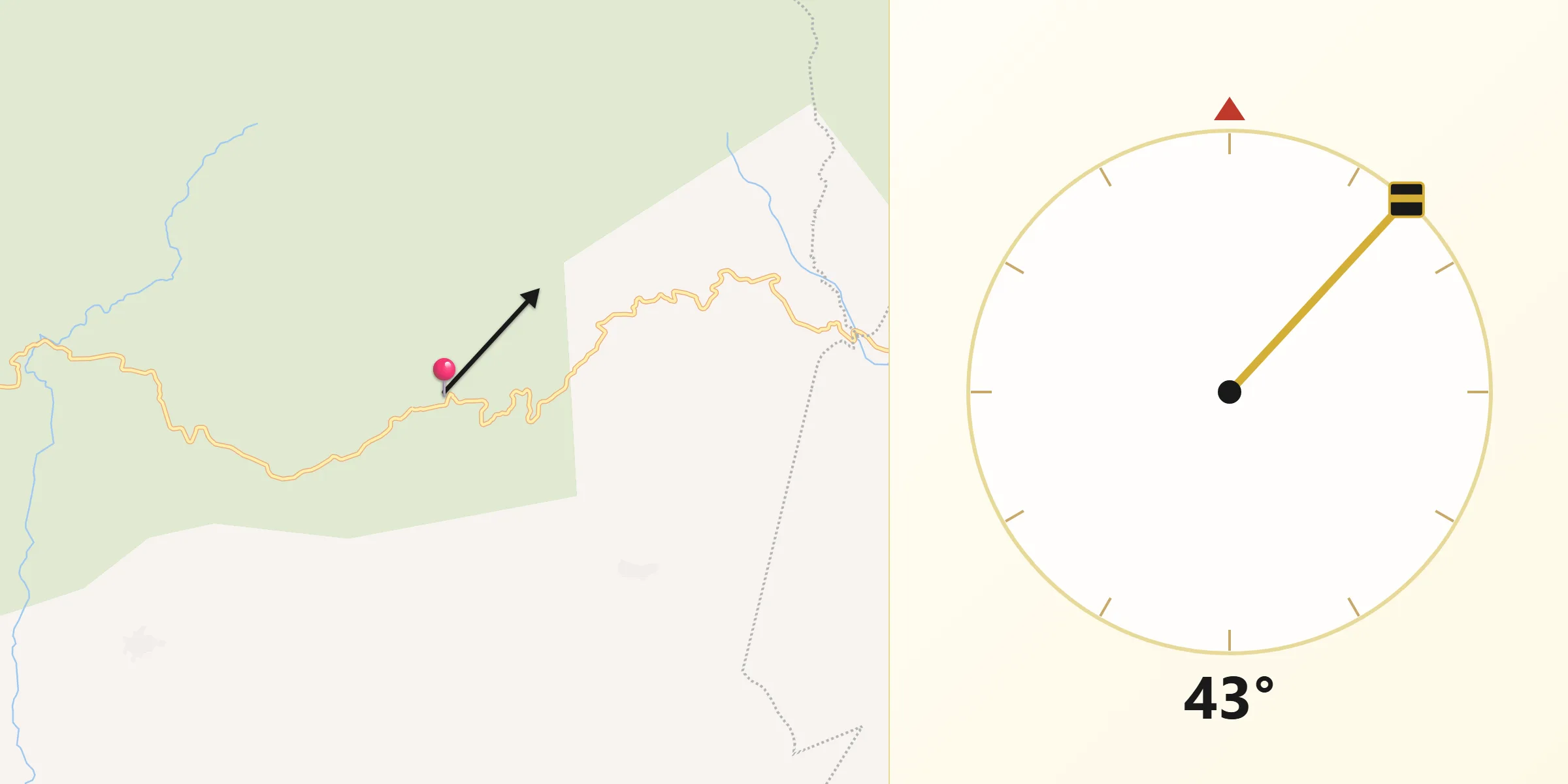 Dirección de la Qibla desde Telcruz