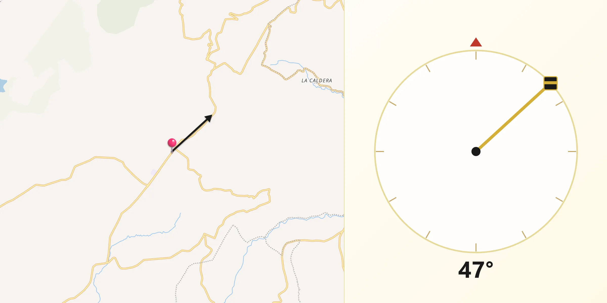 Dirección de la Qibla desde Terrenate