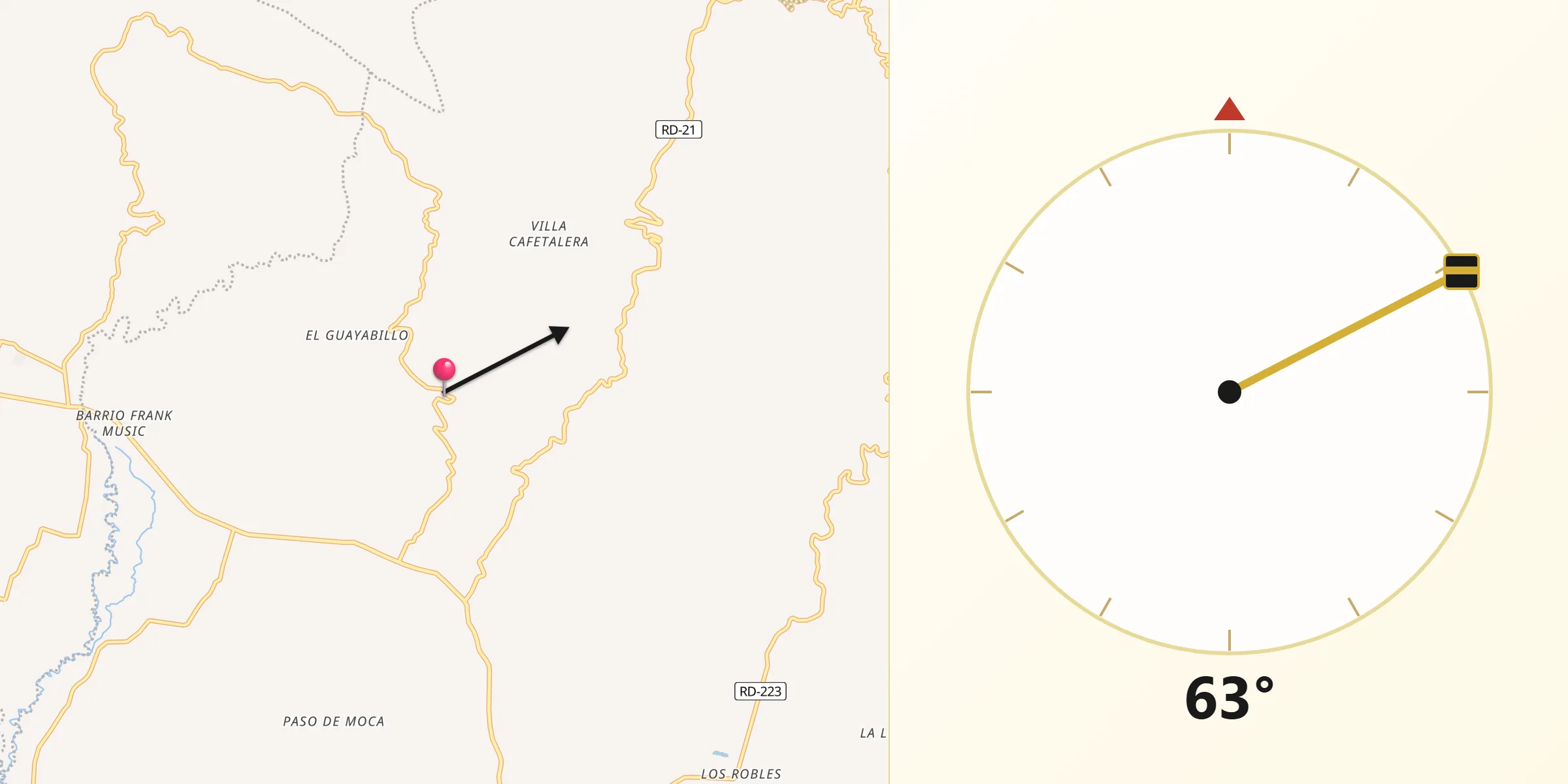 Dirección de la Qibla desde San Víctor Arriba