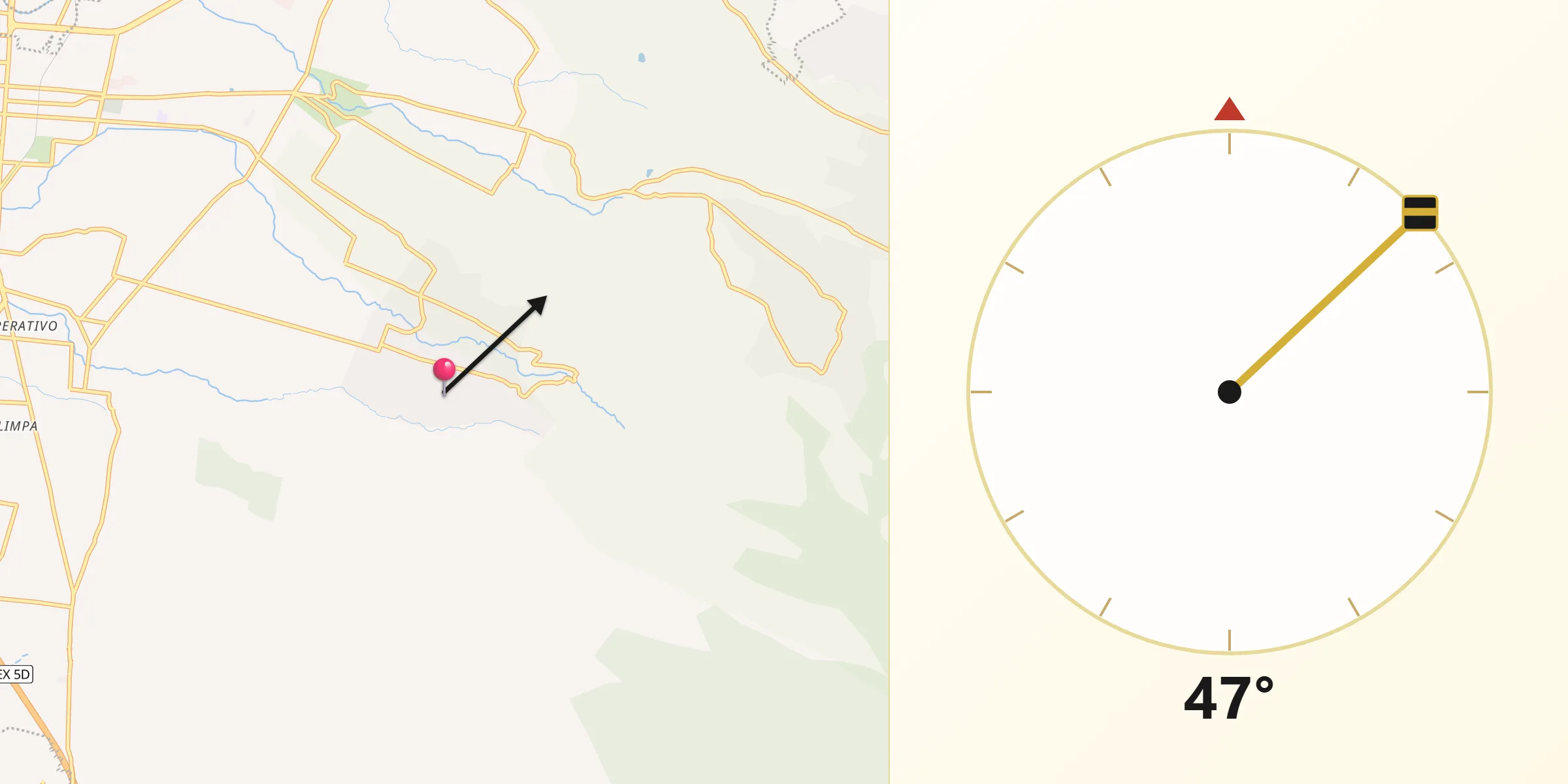 Dirección de la Qibla desde Tequexquináhuac