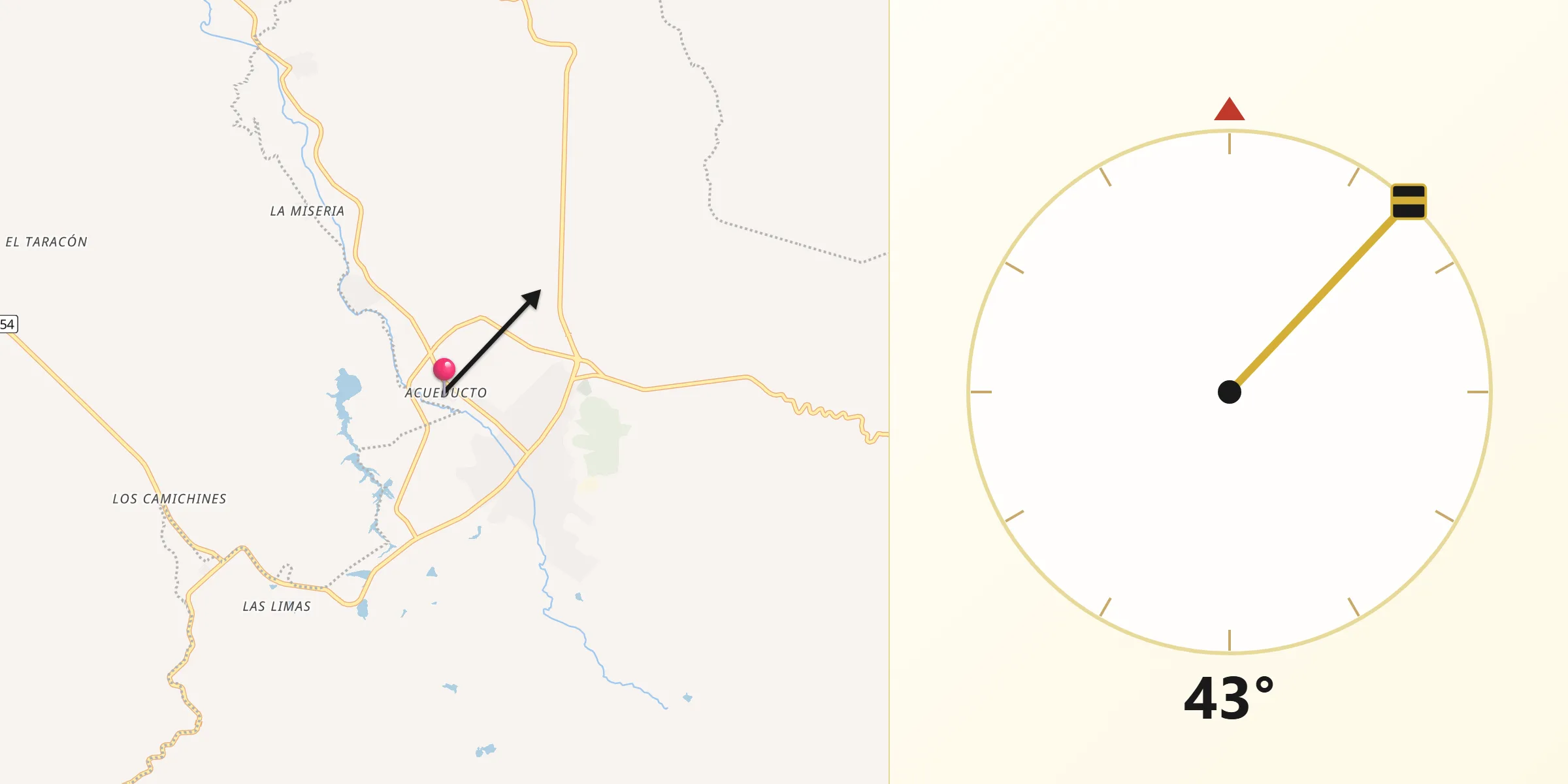 Dirección de la Qibla desde Acueducto Fraccionamiento