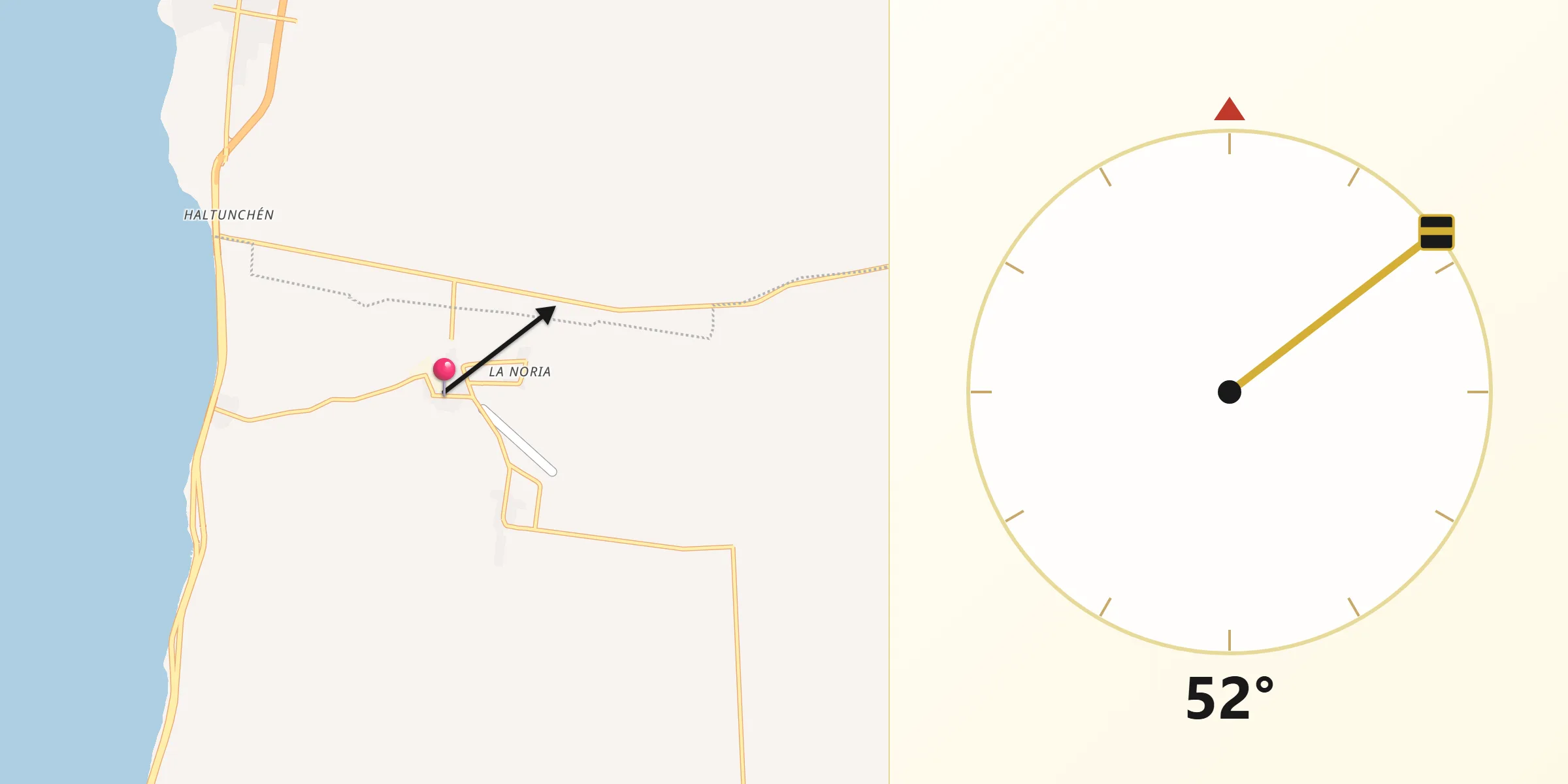 Dirección de la Qibla desde La Joya