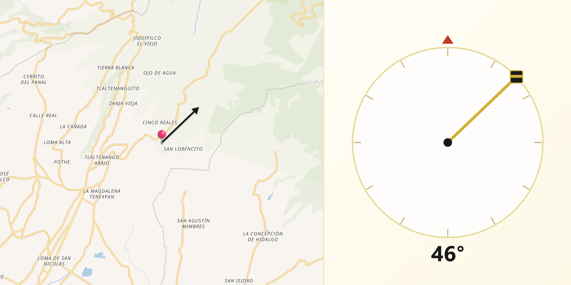Dirección de la Qibla desde San Pedro Abajo