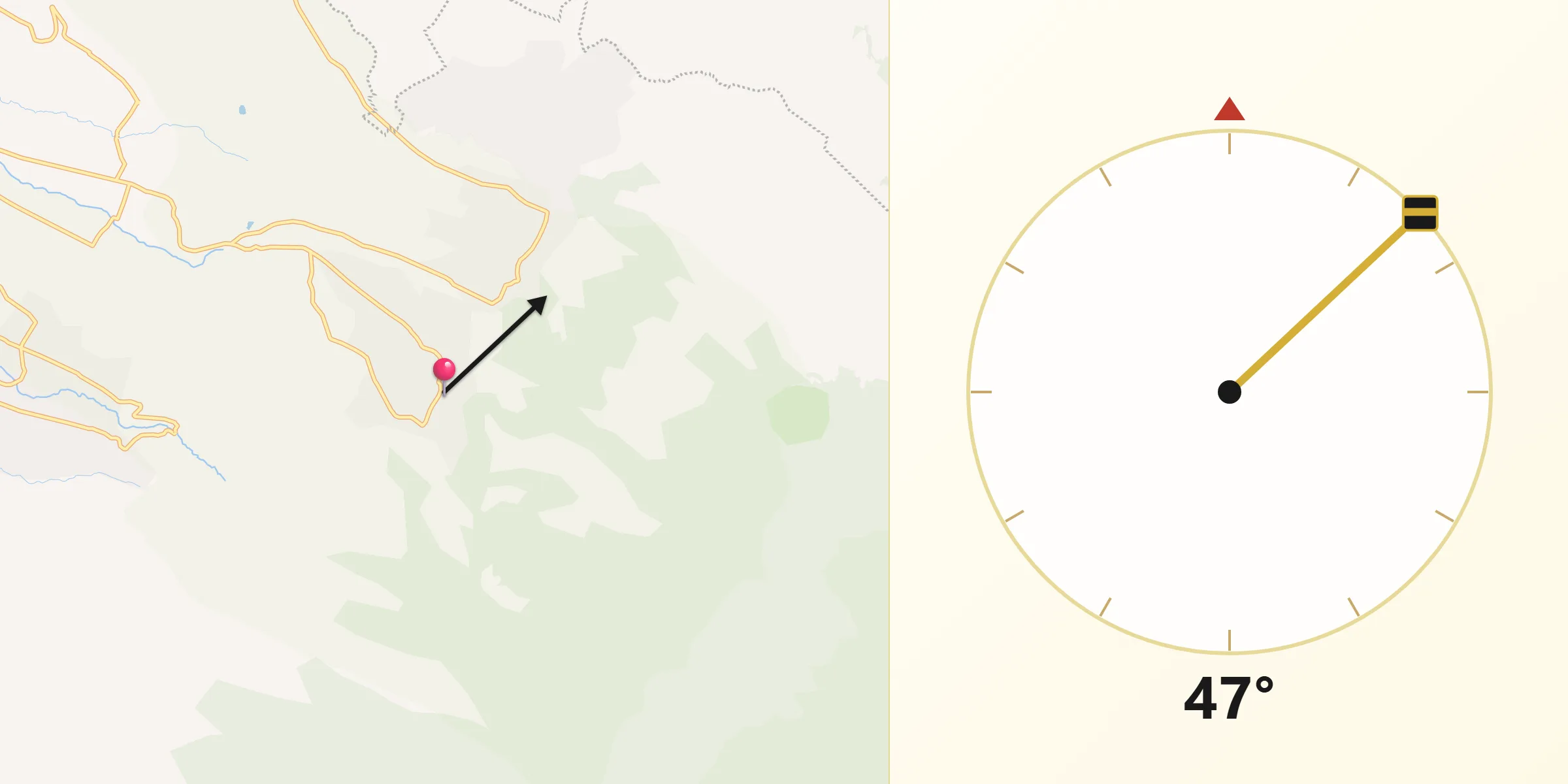 Dirección de la Qibla desde Santa Catarina del Monte