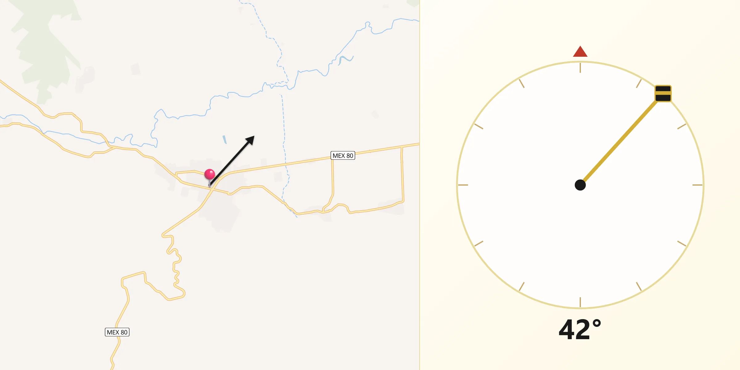 Dirección de la Qibla desde La Huerta
