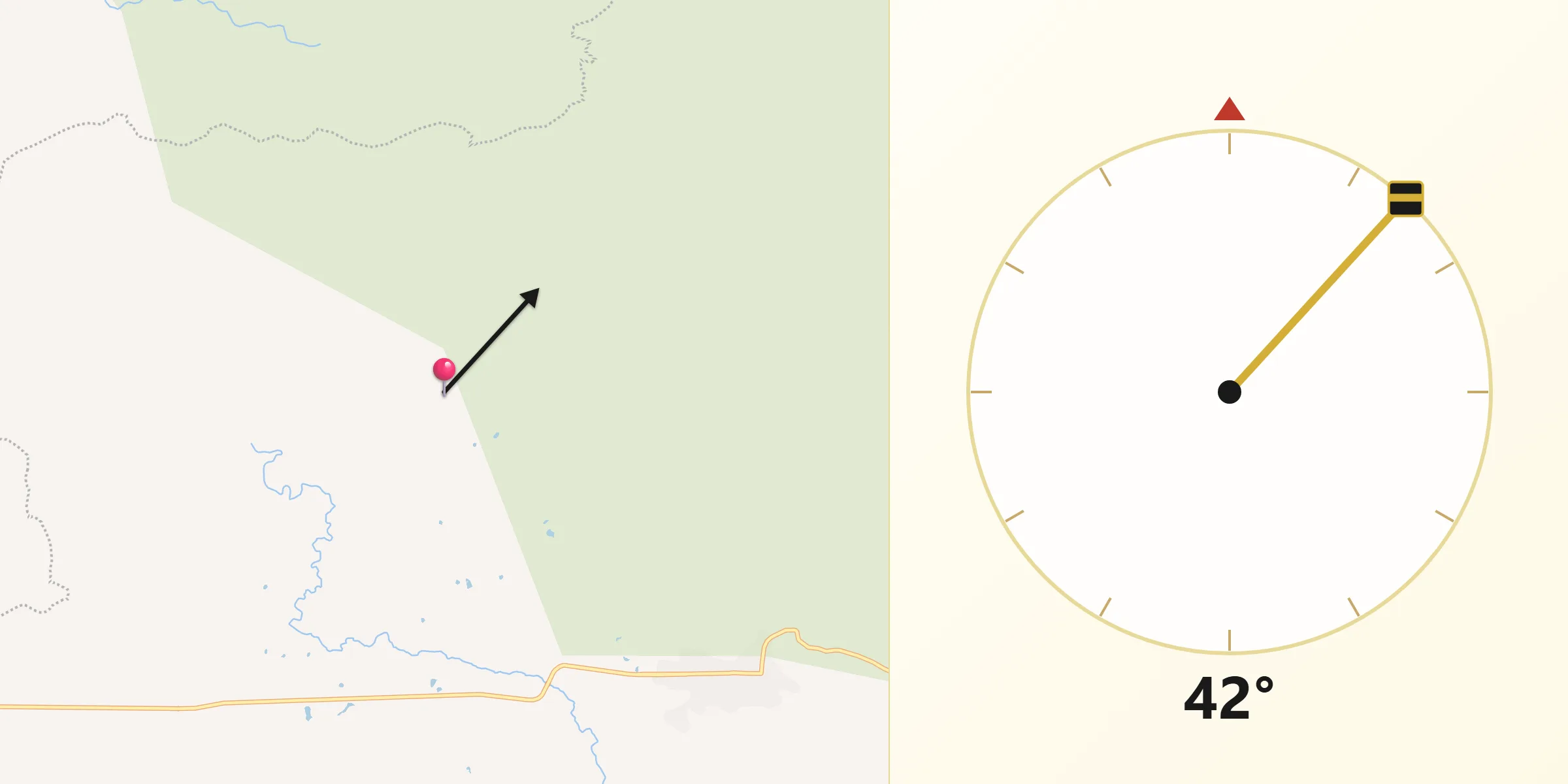 Dirección de la Qibla desde La Nance