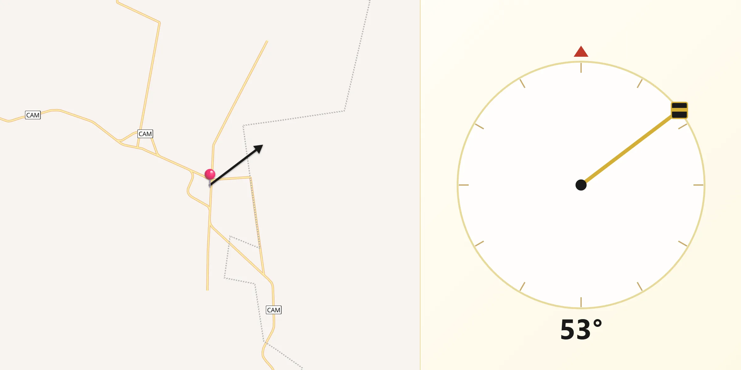 Dirección de la Qibla desde Los Laureles