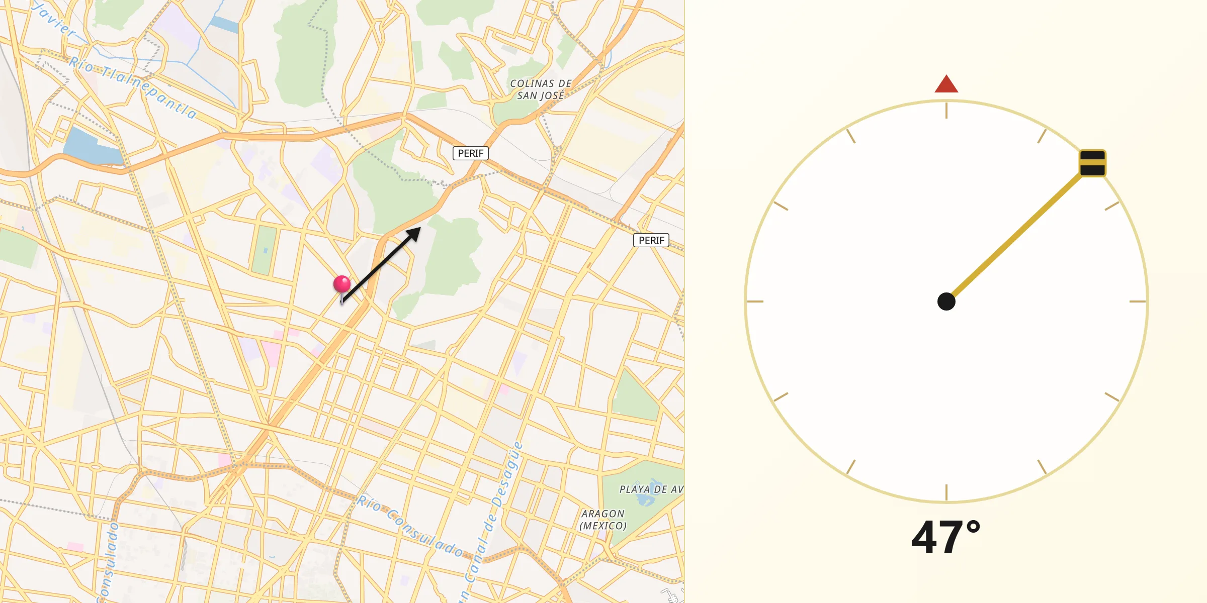 Dirección de la Qibla desde Col. Lindavista