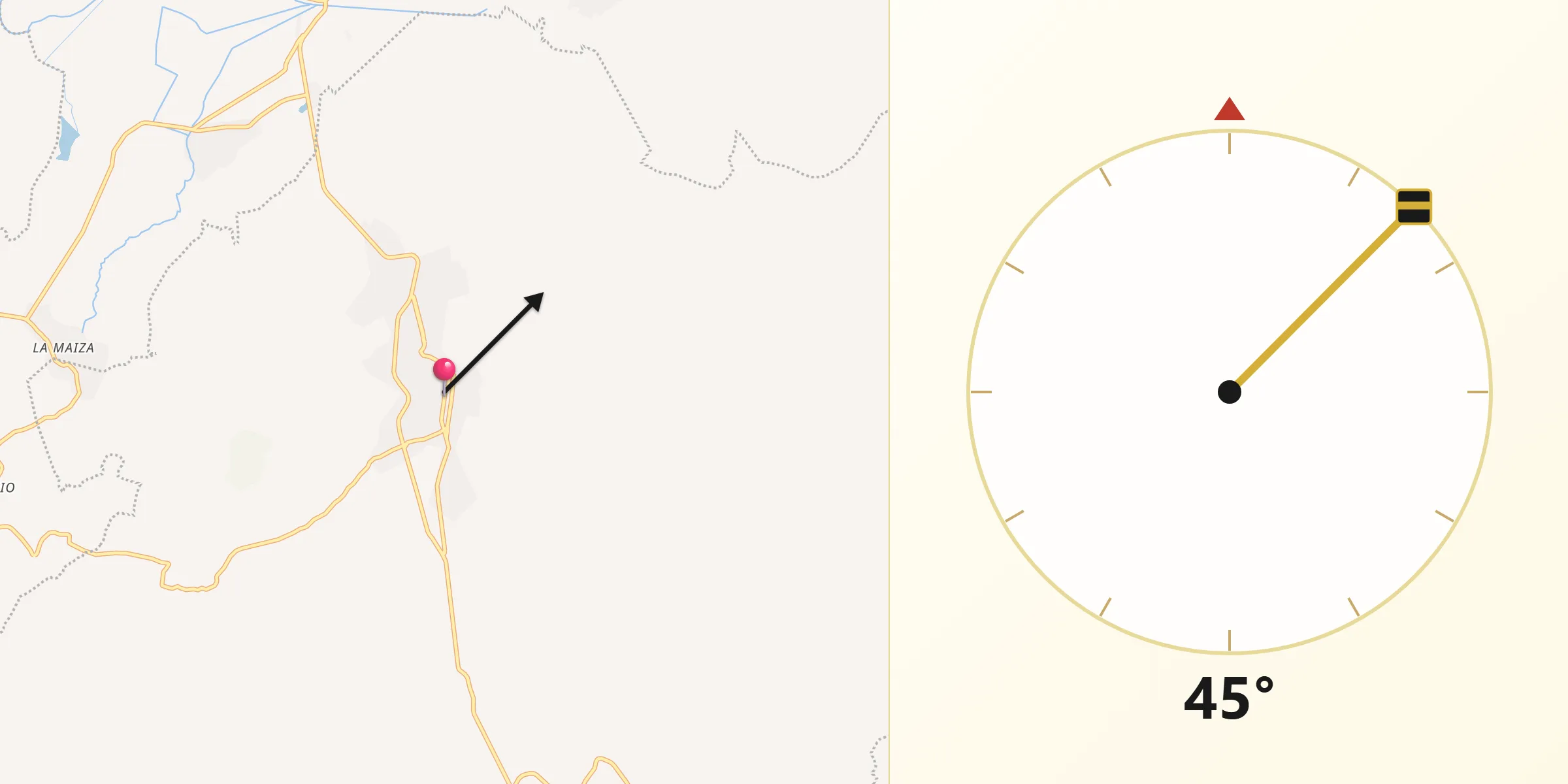 Dirección de la Qibla desde Acuítzio del Canje