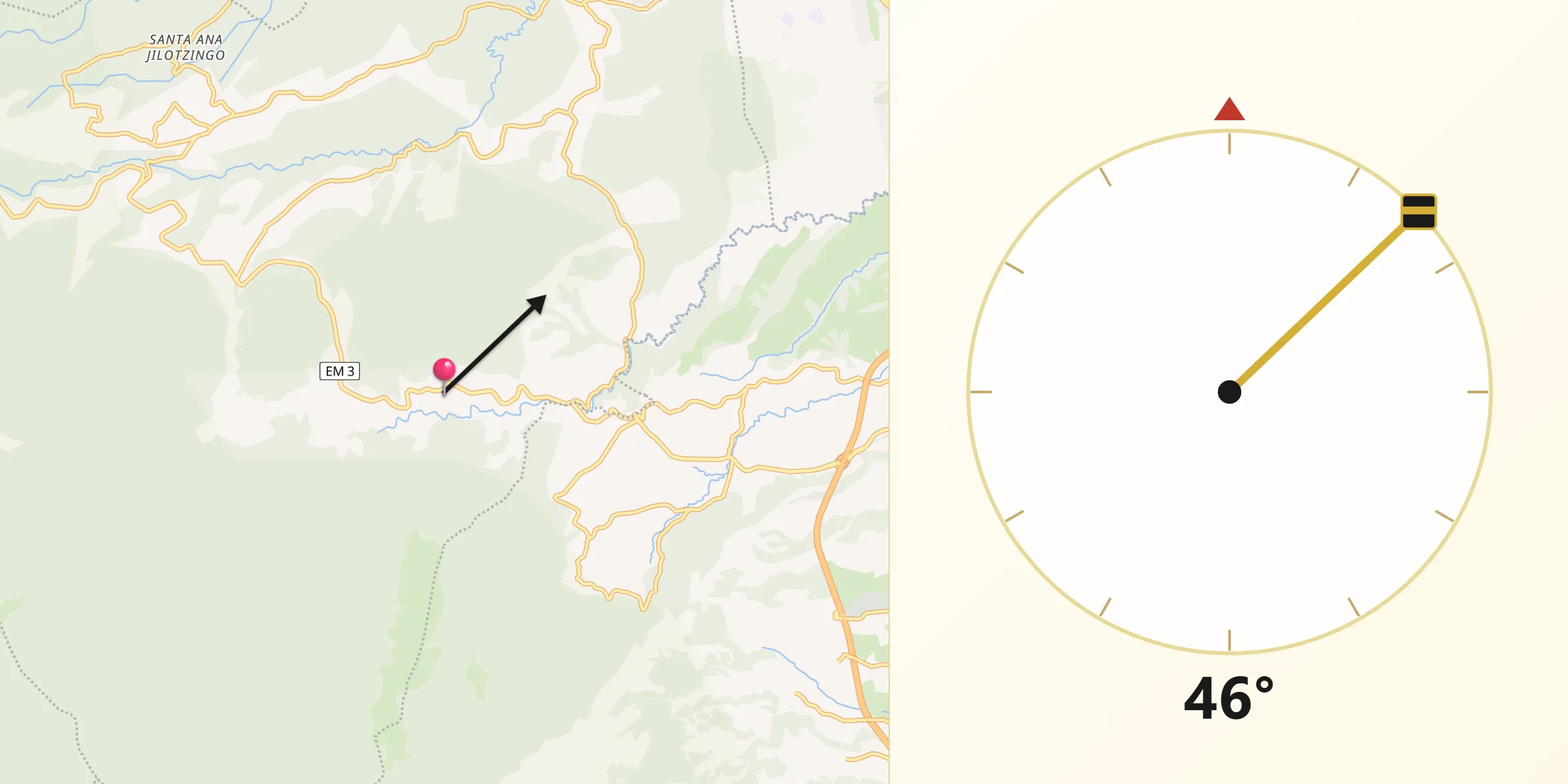 Dirección de la Qibla desde San Luis Ayucán