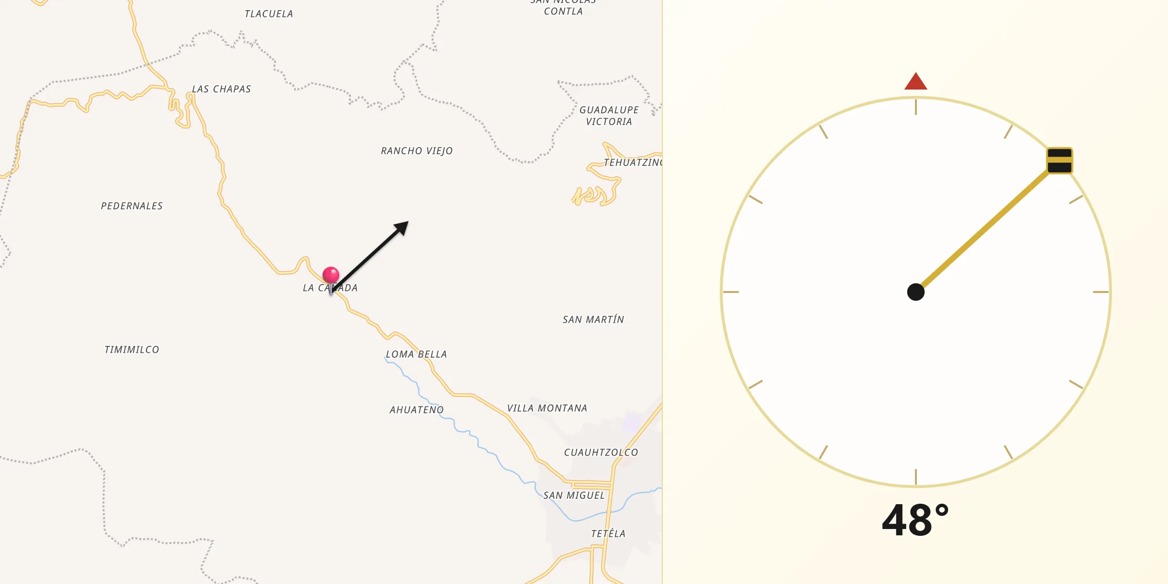 Dirección de la Qibla desde La Cañada