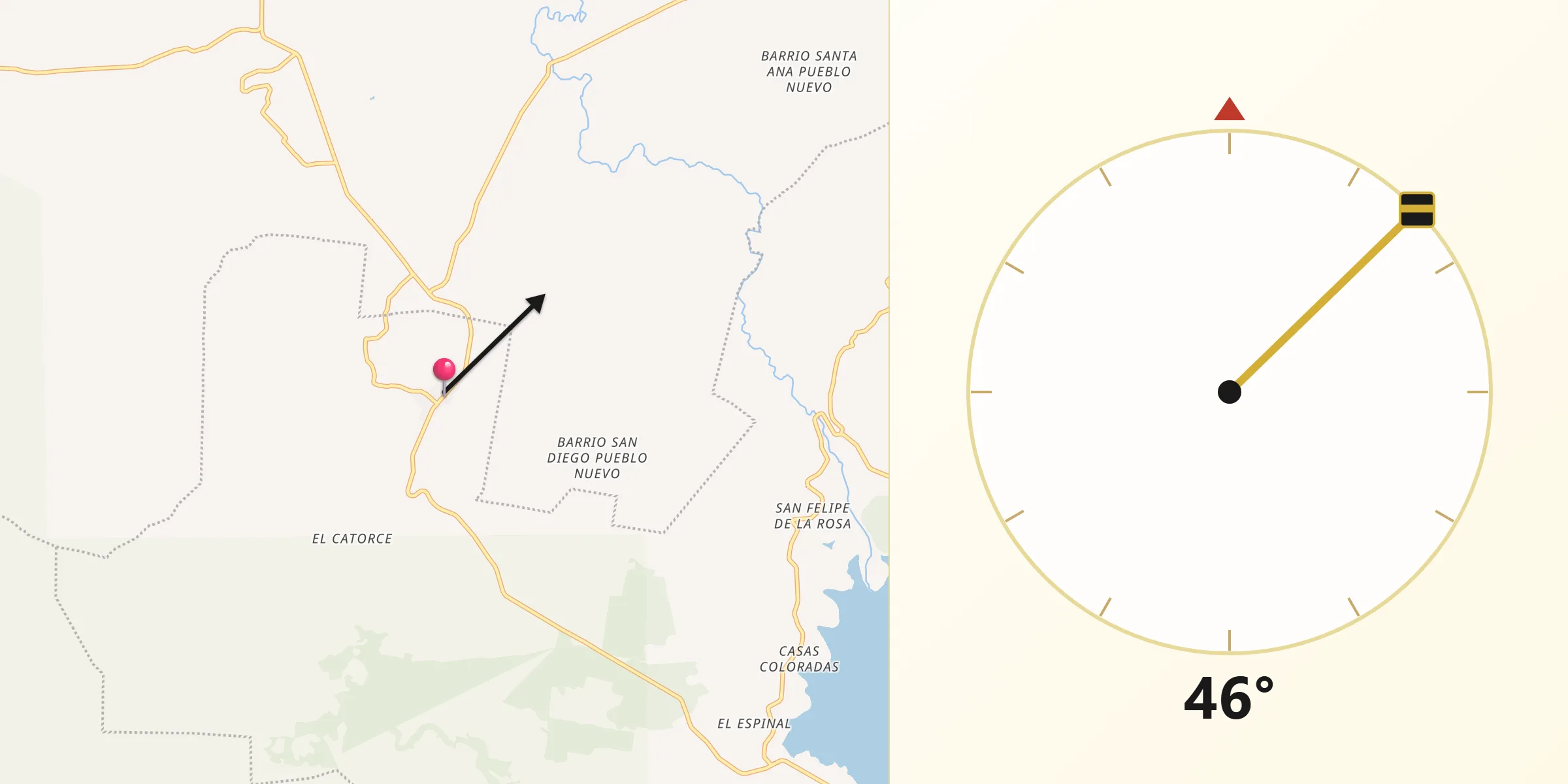Dirección de la Qibla desde Palizada