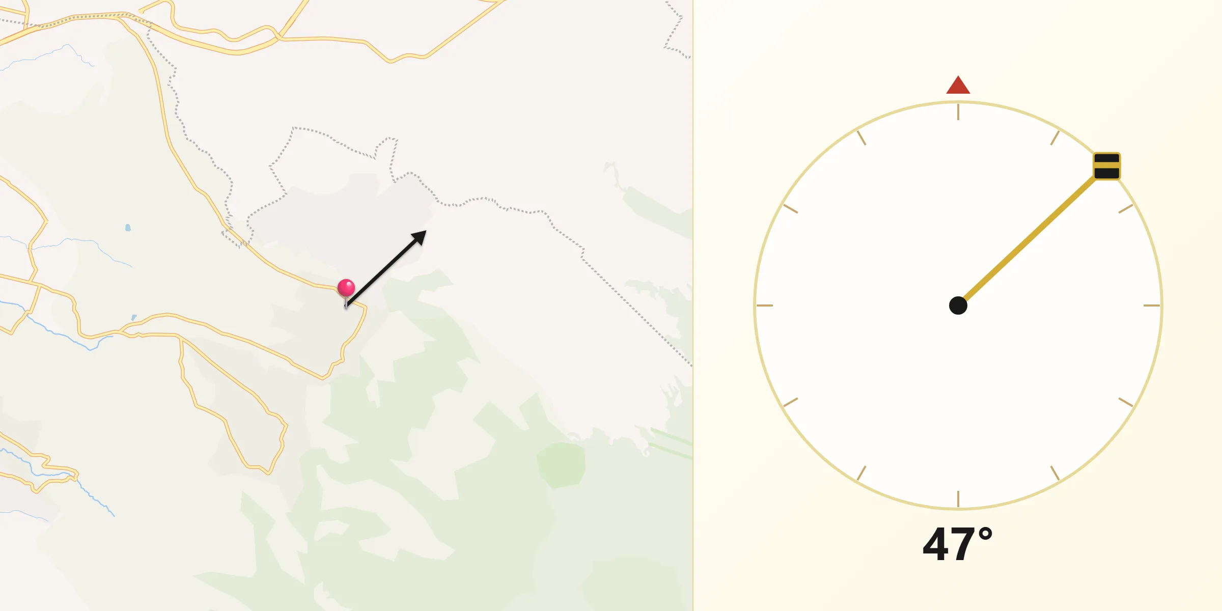 Dirección de la Qibla desde Santa María Tecuanulco