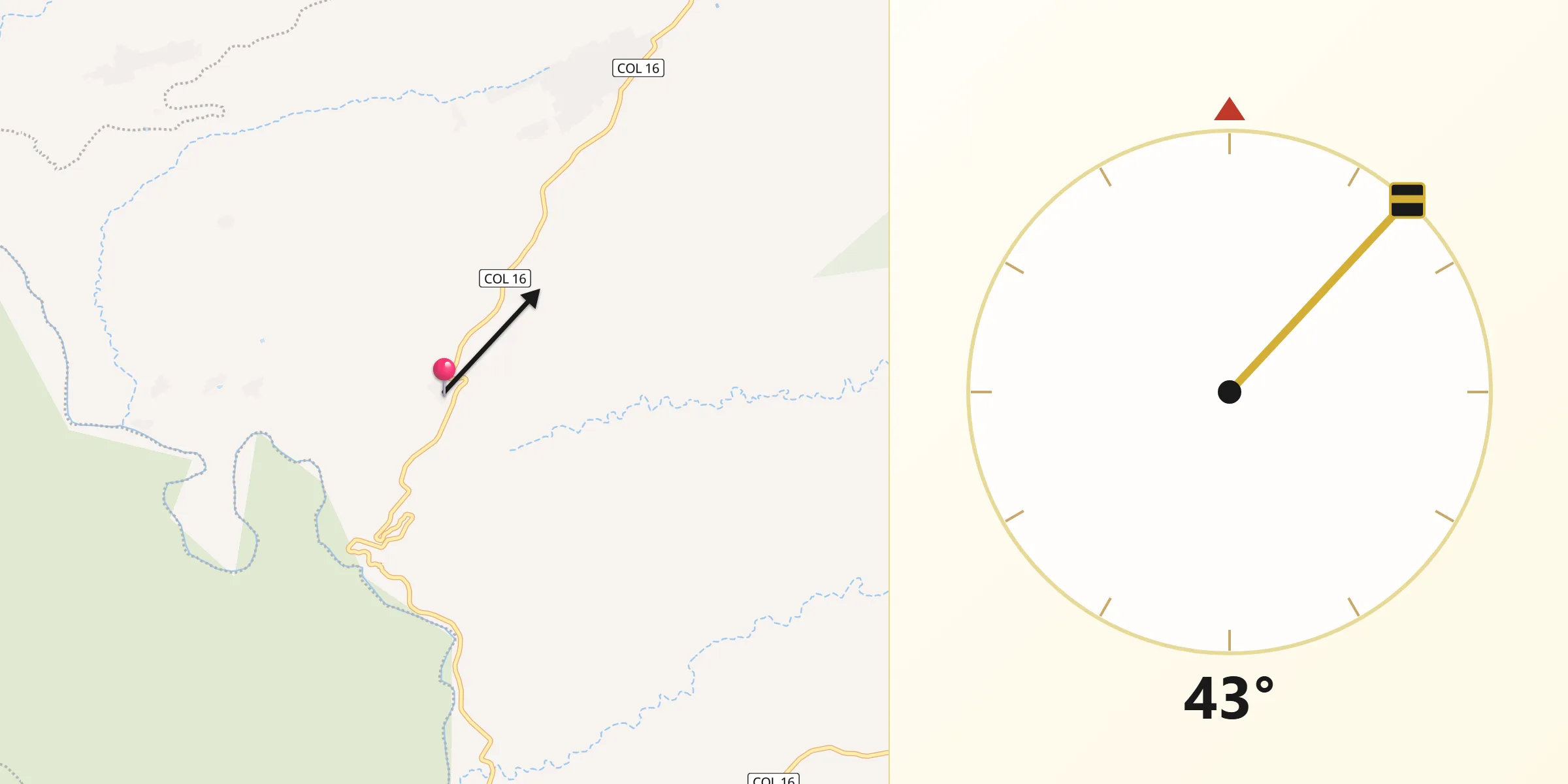 Dirección de la Qibla desde Chancuellar