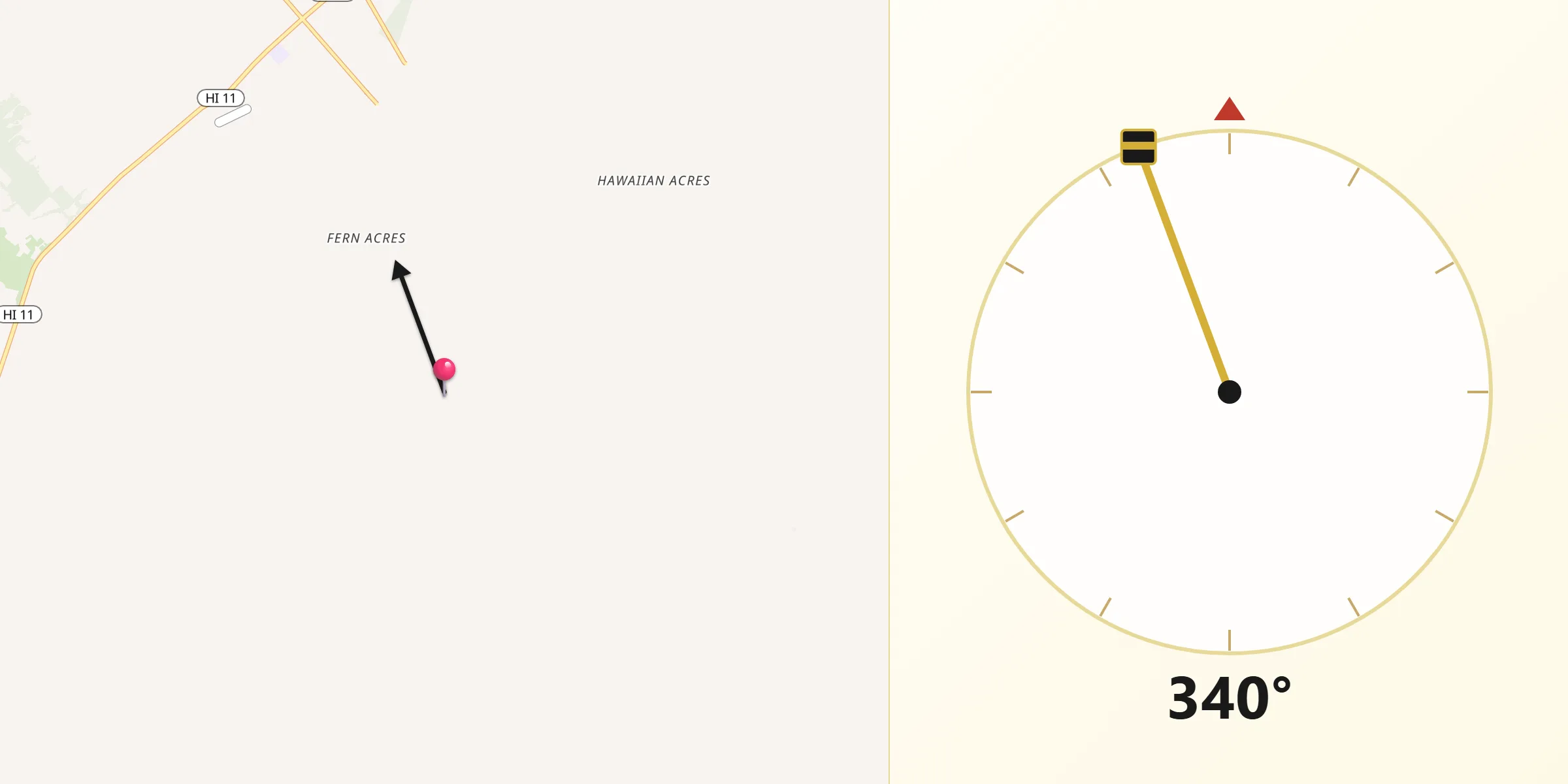 Qibla Direction from Fern Acres