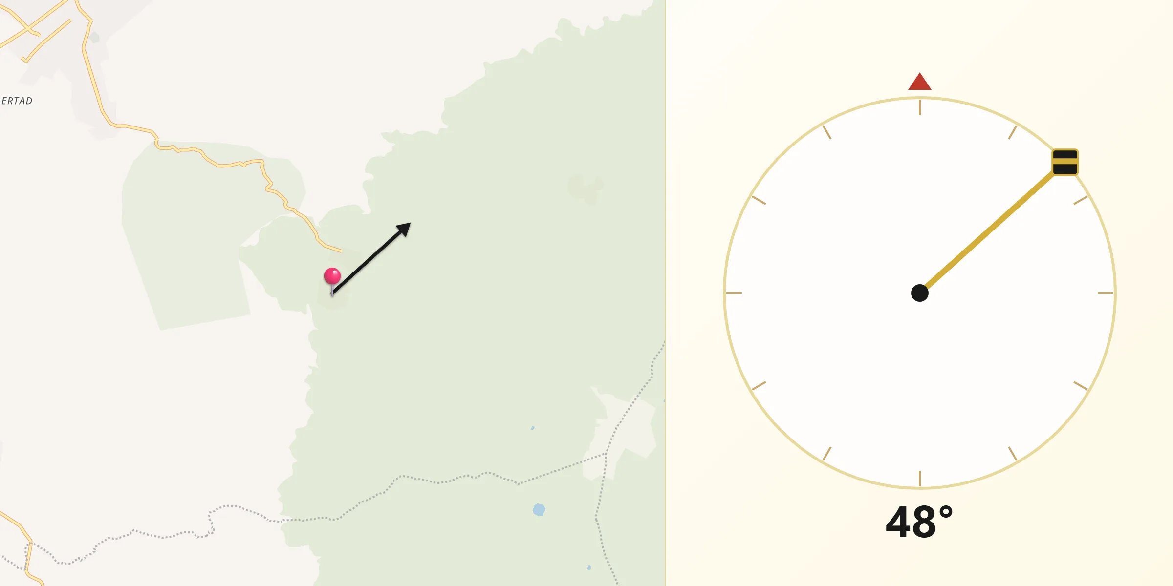 Dirección de la Qibla desde El Escobillo
