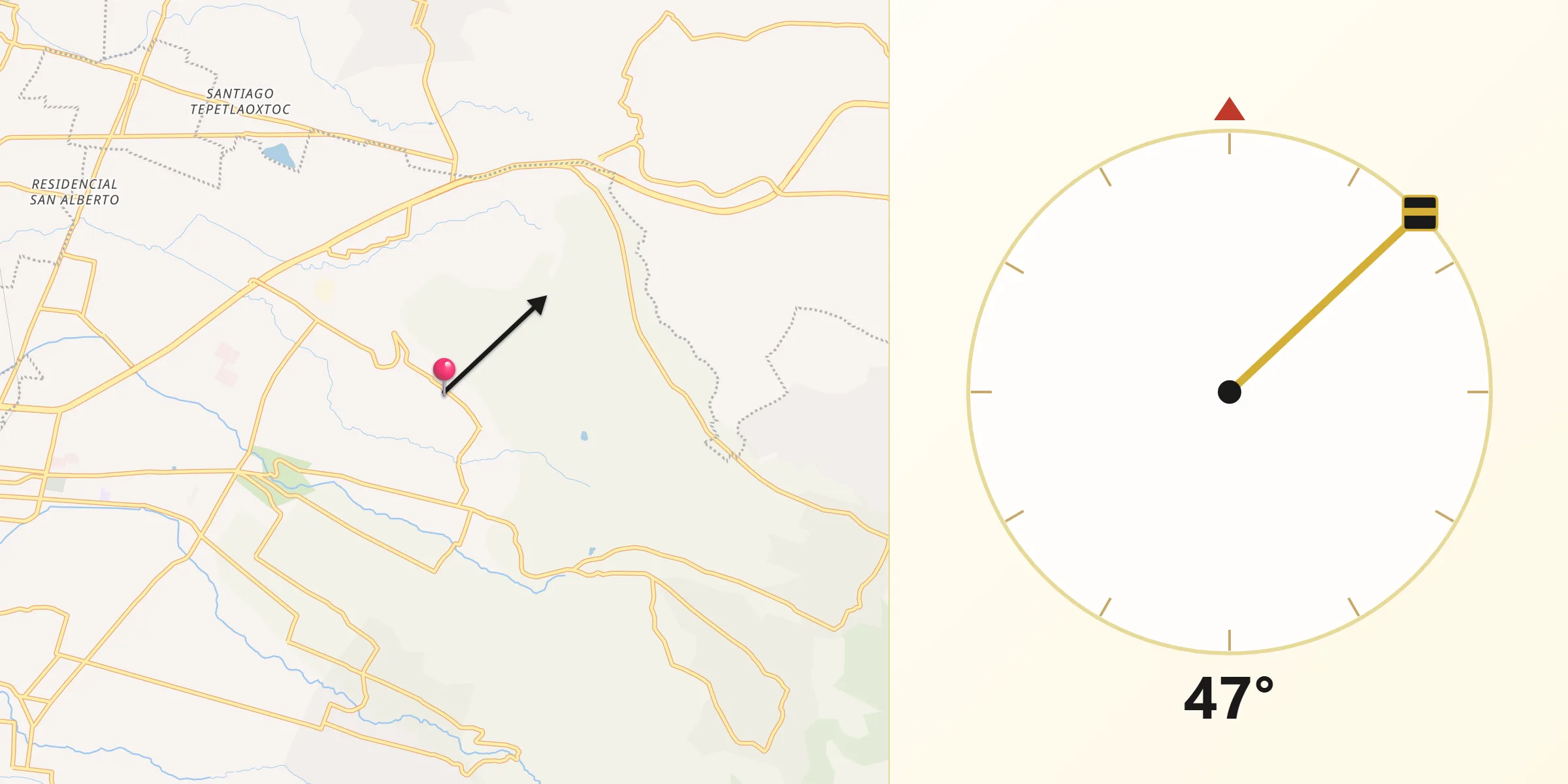 Dirección de la Qibla desde La Purificación