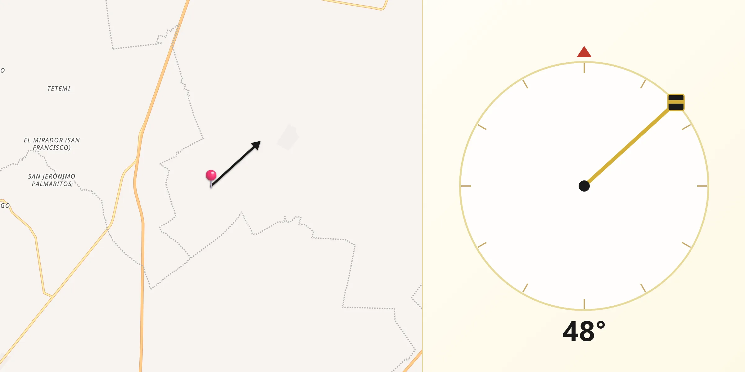 Dirección de la Qibla desde San Andrés Payuca