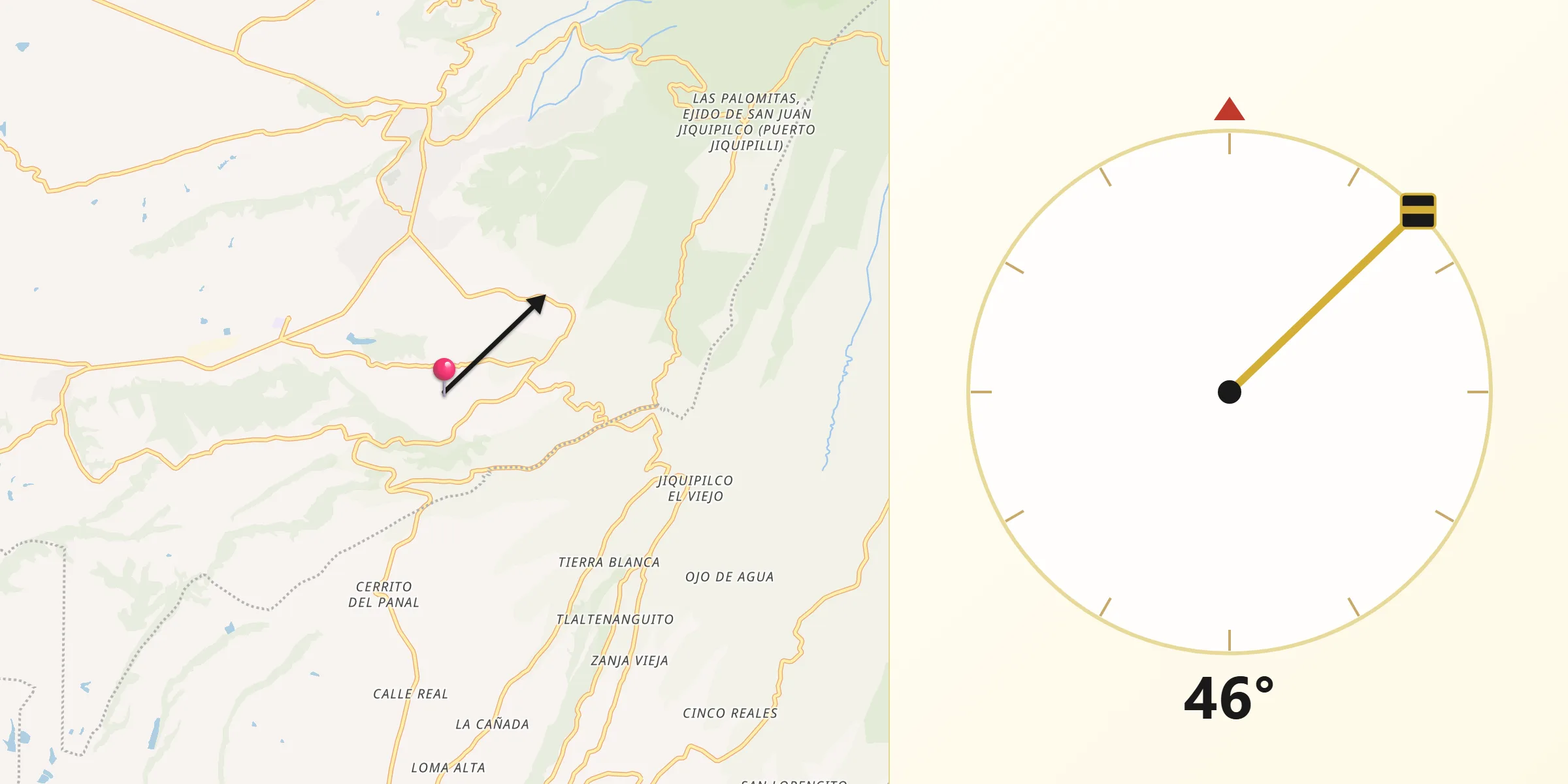 Dirección de la Qibla desde Manzana Sexta Parte Centro