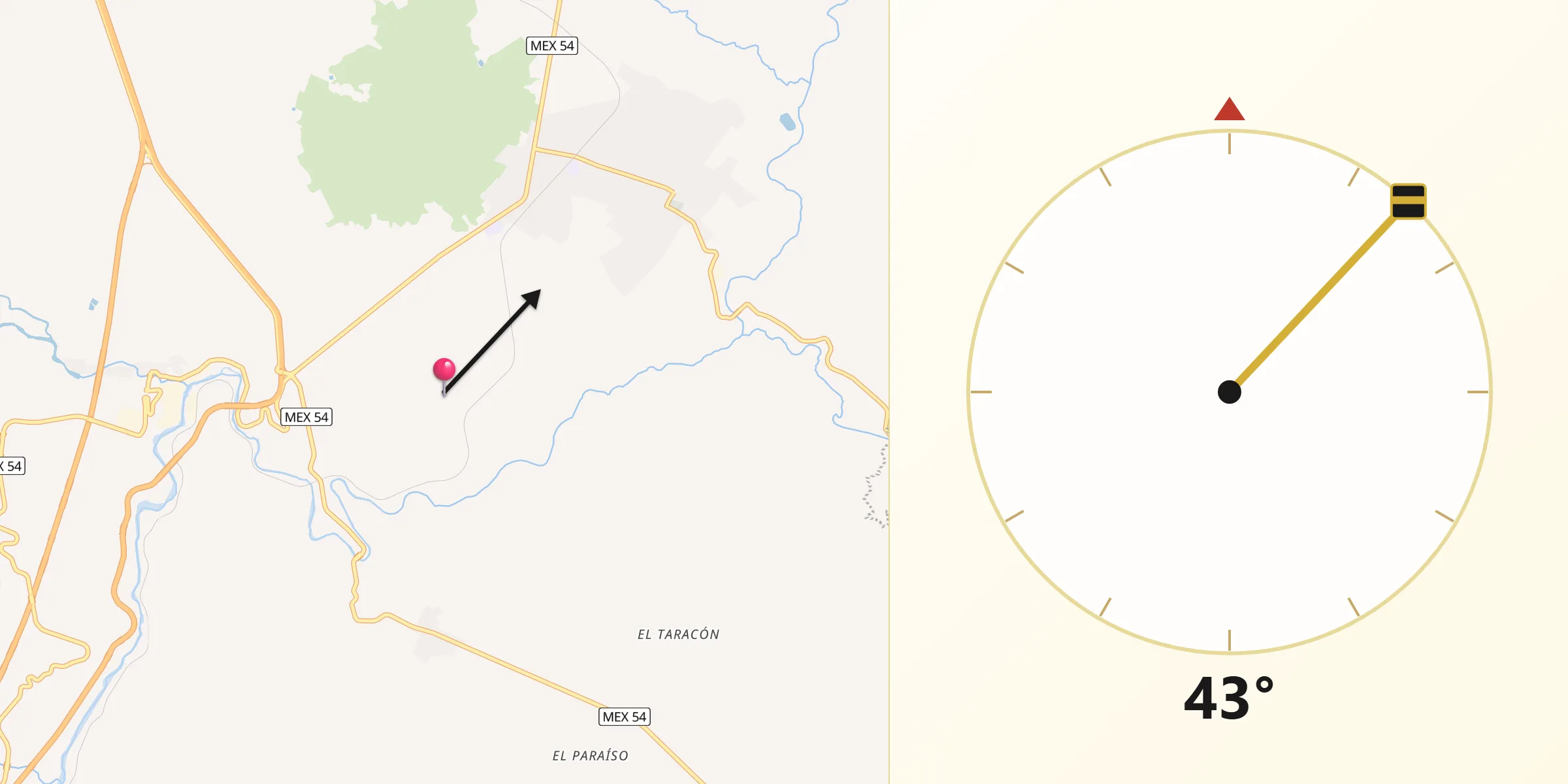 Dirección de la Qibla desde El Nuevo Poblado