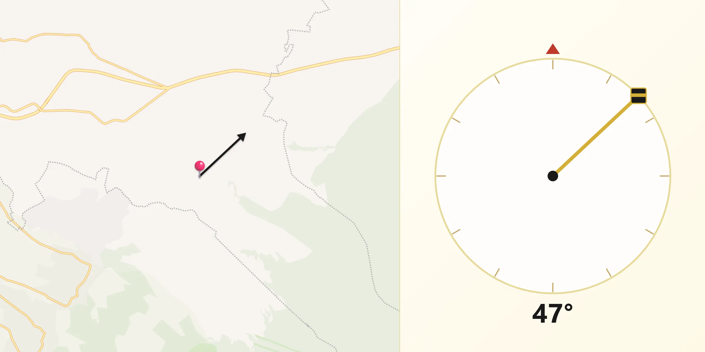 Dirección de la Qibla desde San Juan Totolapan