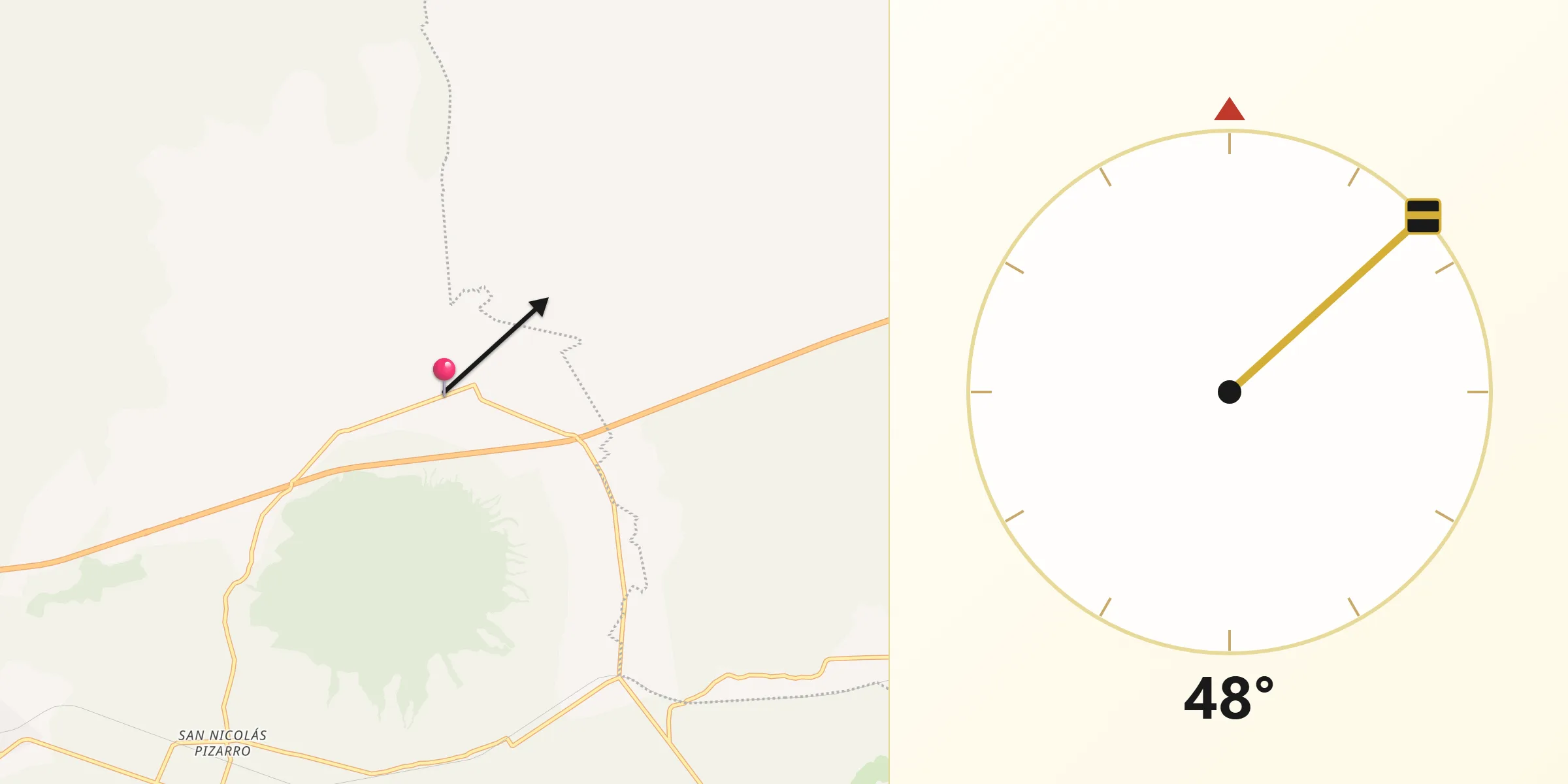 Dirección de la Qibla desde Guadalupe Sarabia