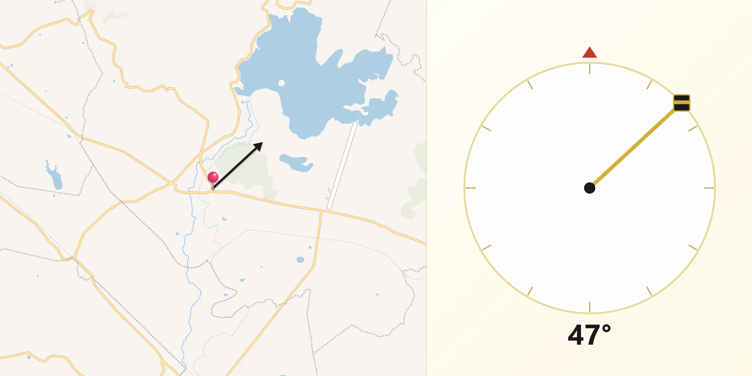 Dirección de la Qibla desde Atlangatepec