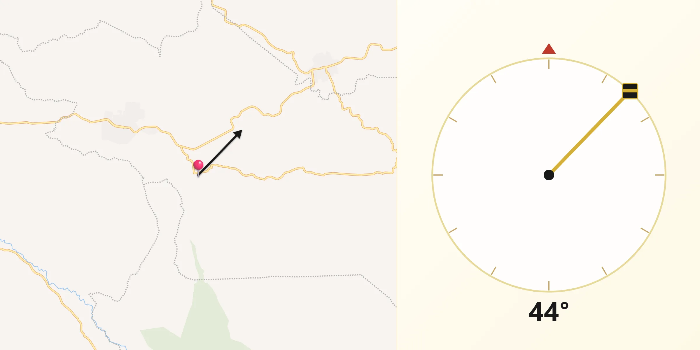 Dirección de la Qibla desde Santa Ana Zirosto