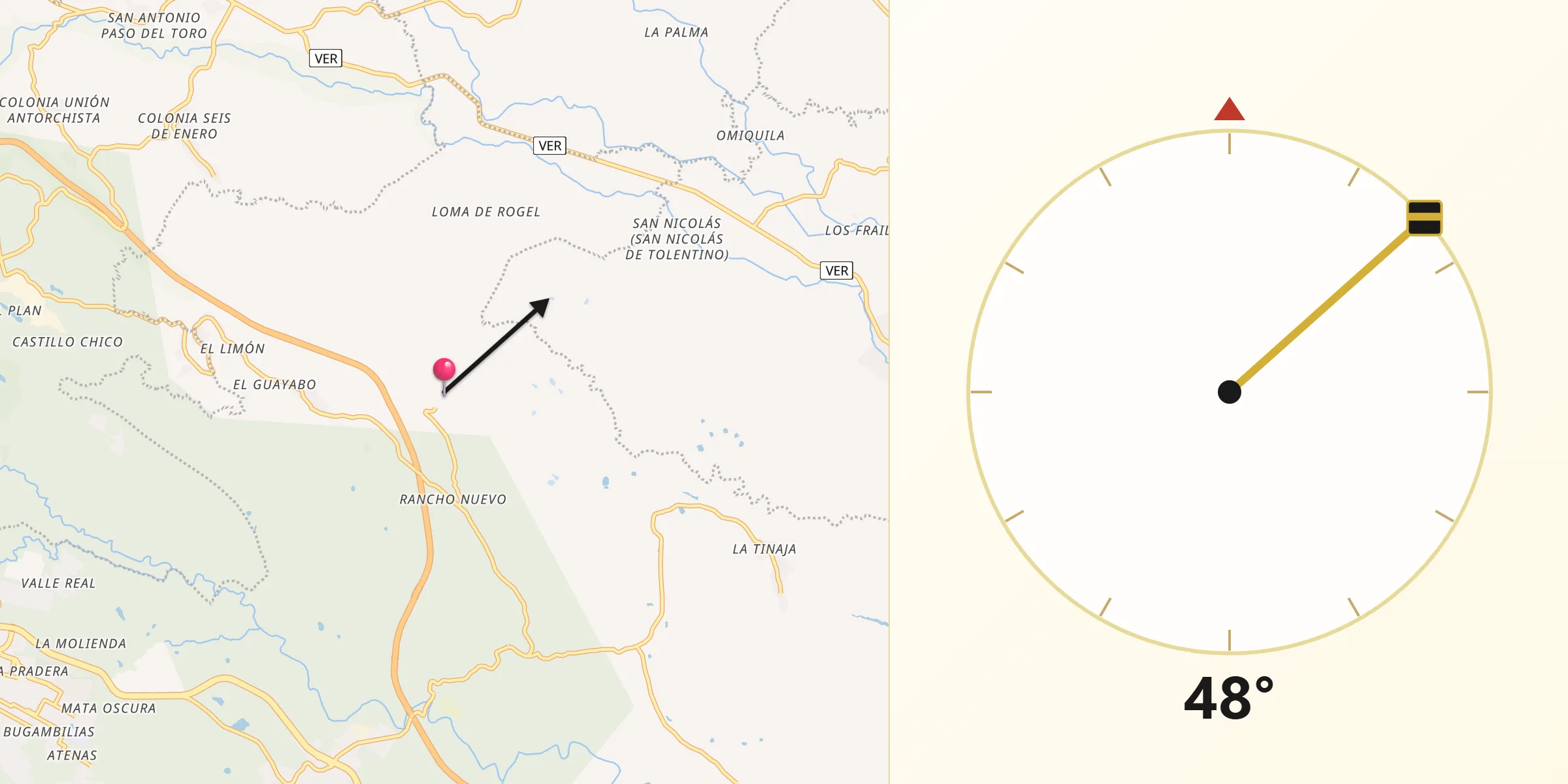 Dirección de la Qibla desde El Terrero