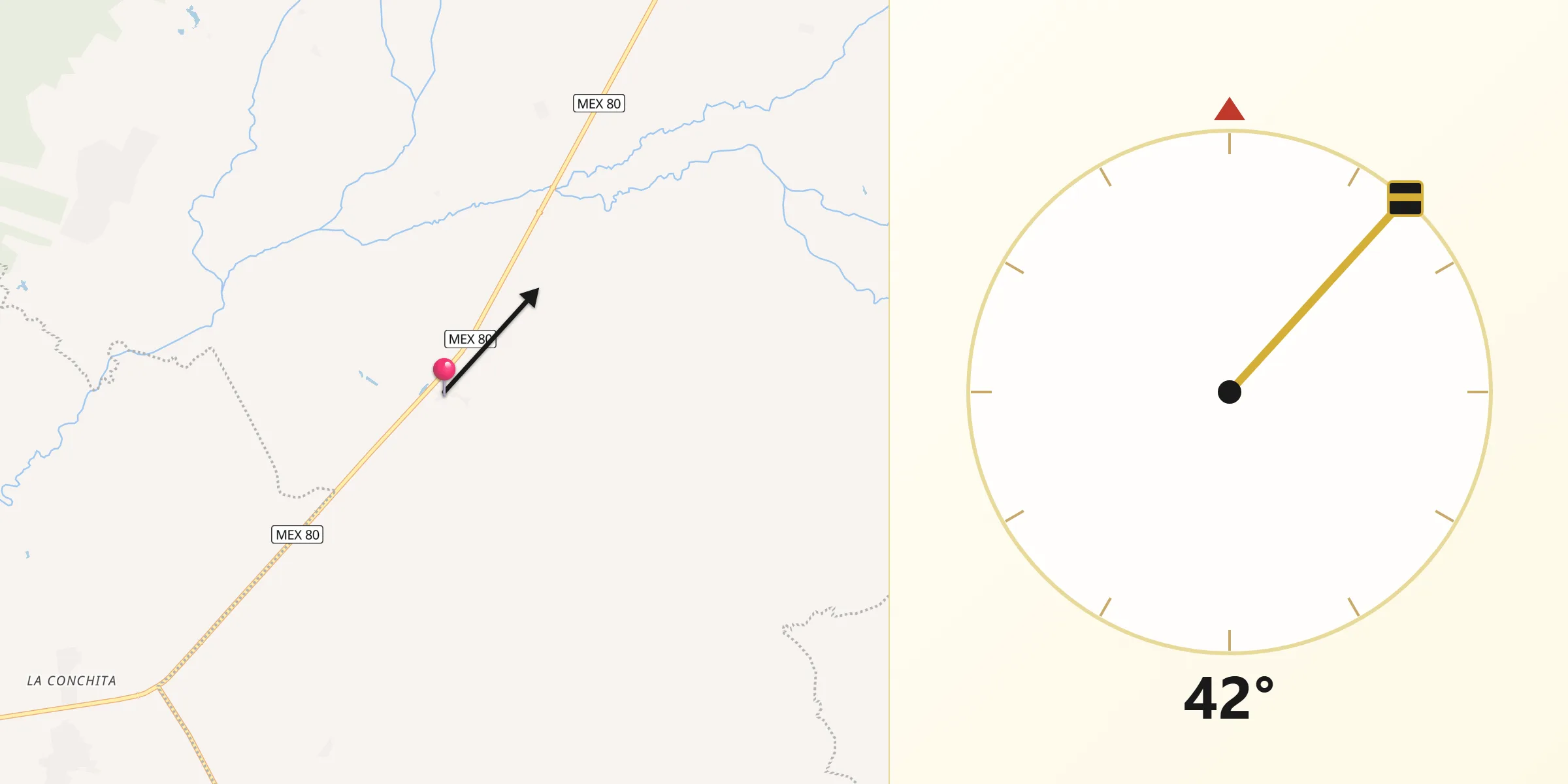 Dirección de la Qibla desde Ejido Modelo