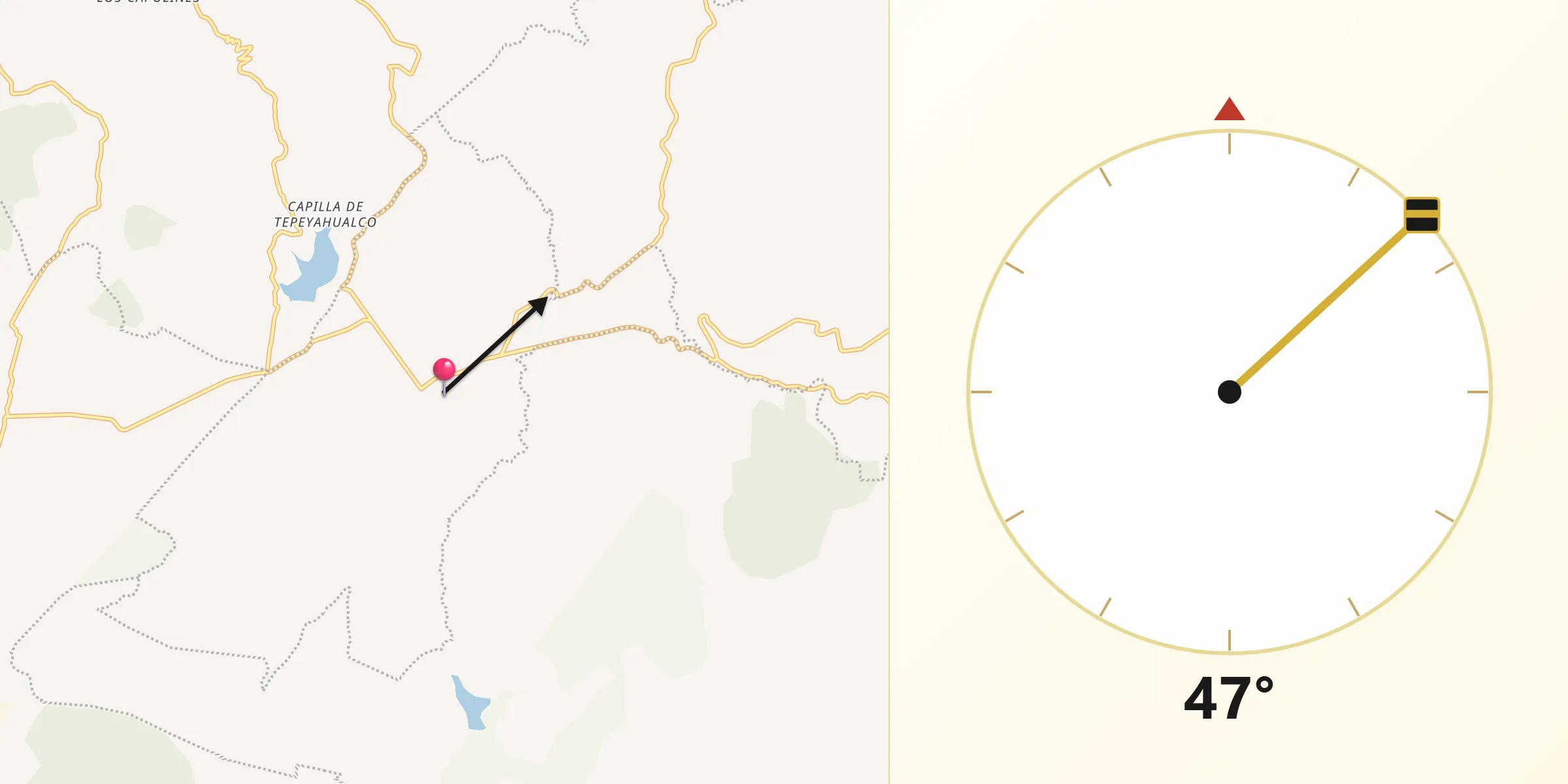 Dirección de la Qibla desde Lázaro Cárdenas