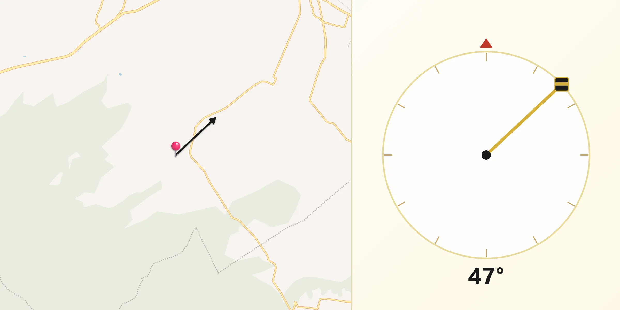 Dirección de la Qibla desde La Soledad