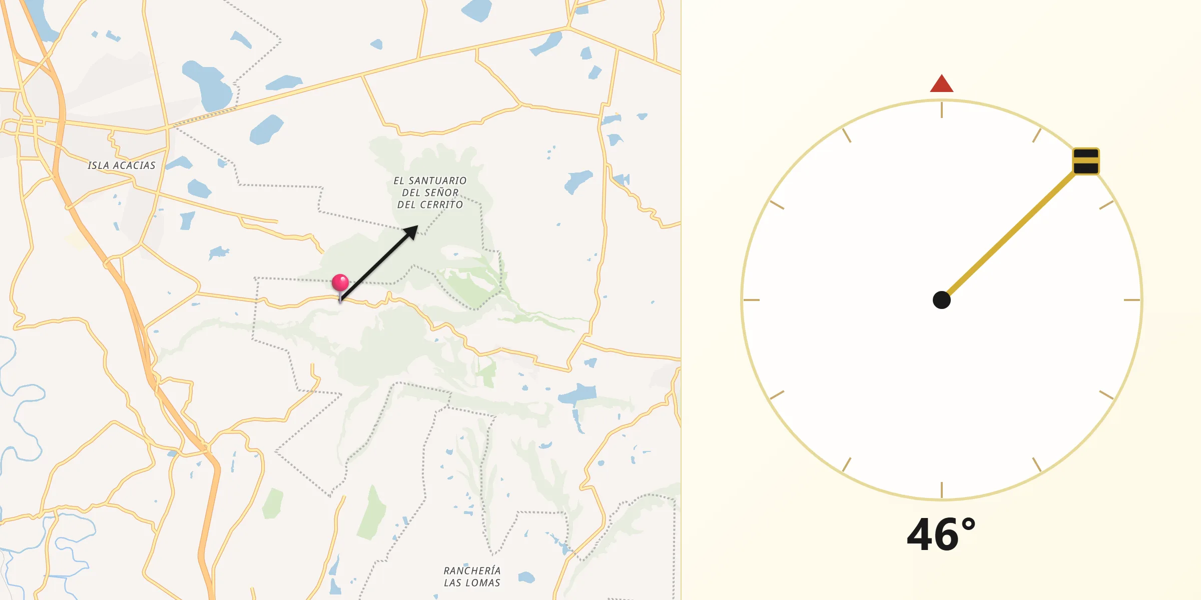 Dirección de la Qibla desde San Miguel Yuxtepec