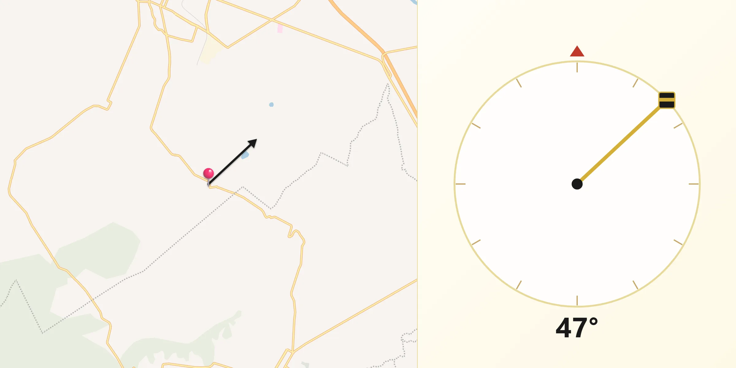 Dirección de la Qibla desde Mazapa