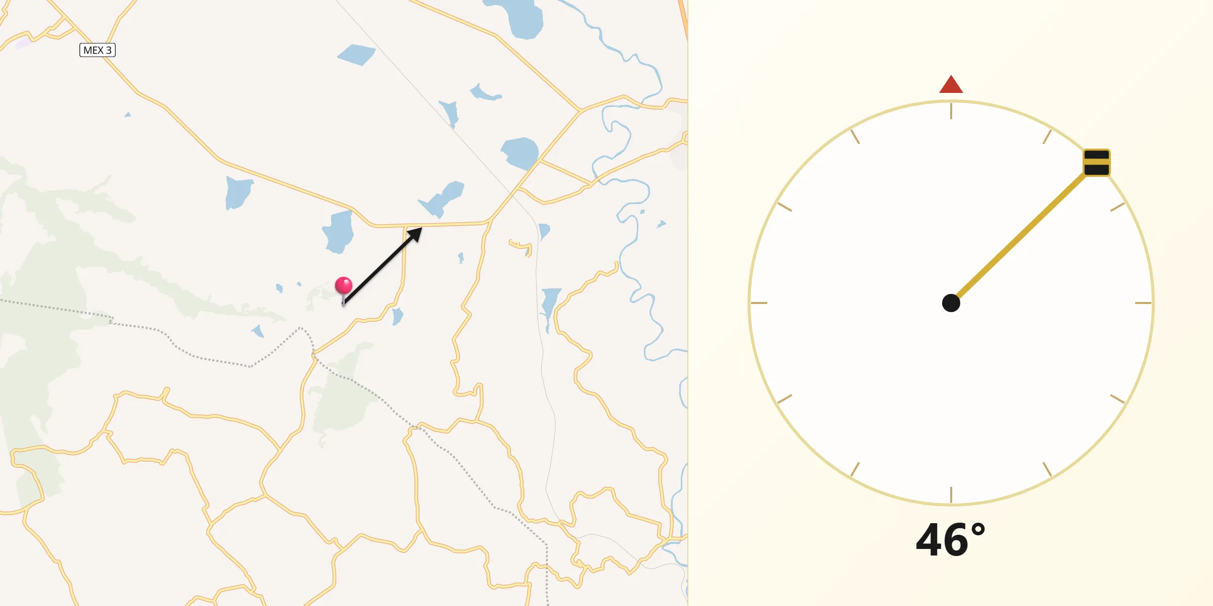 Dirección de la Qibla desde El Rincón de los Perales