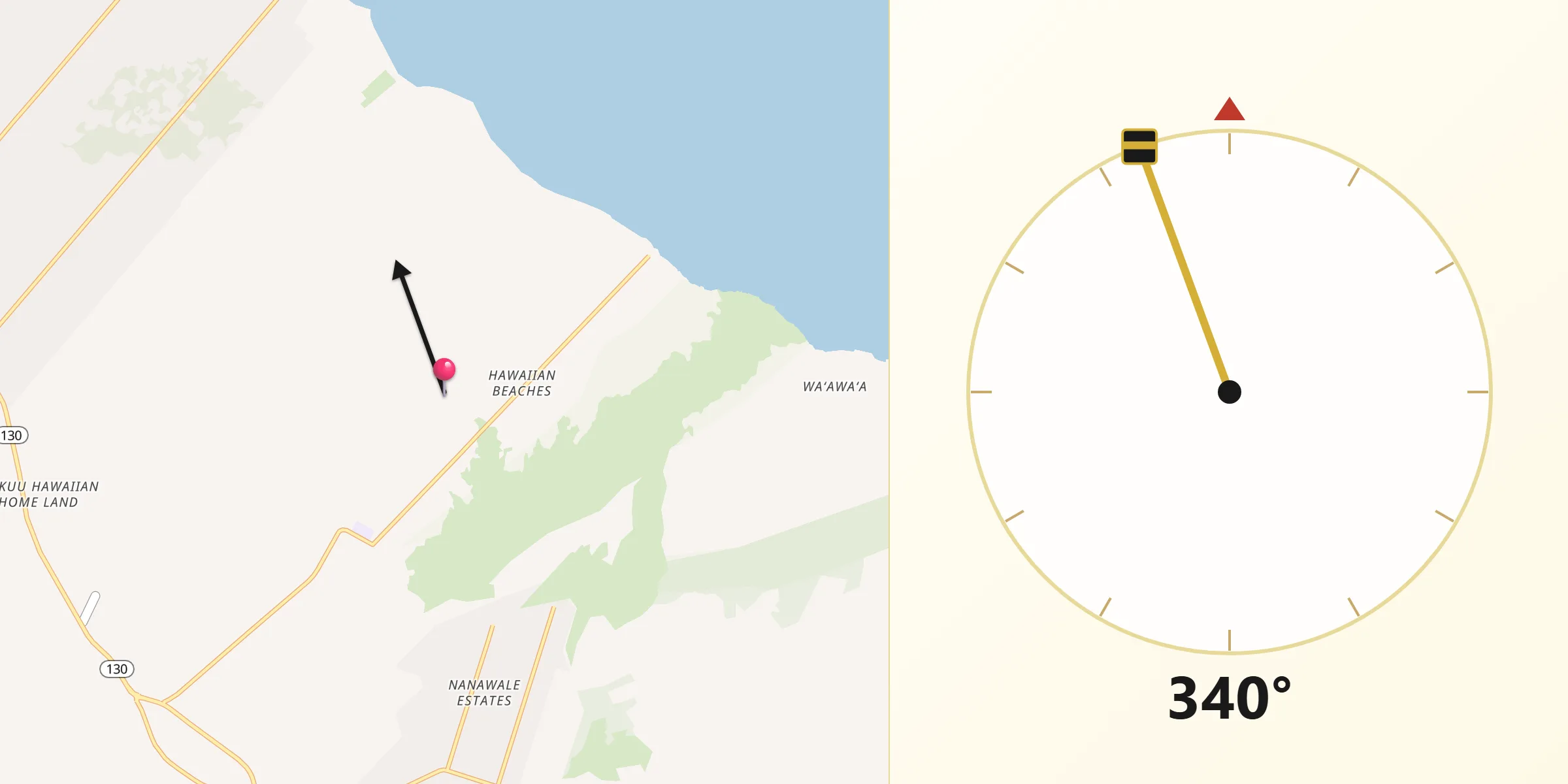 Qibla Direction from Hawaiian Beaches